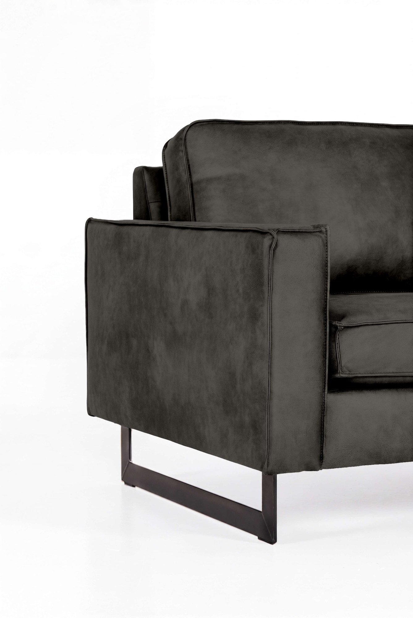 OTTO home 2-Sitzer »Pinto, 166 cm, Cord, Chenille, Lederoptik« mit Keder, schwarze Metallfüße, Wellenunterfederung