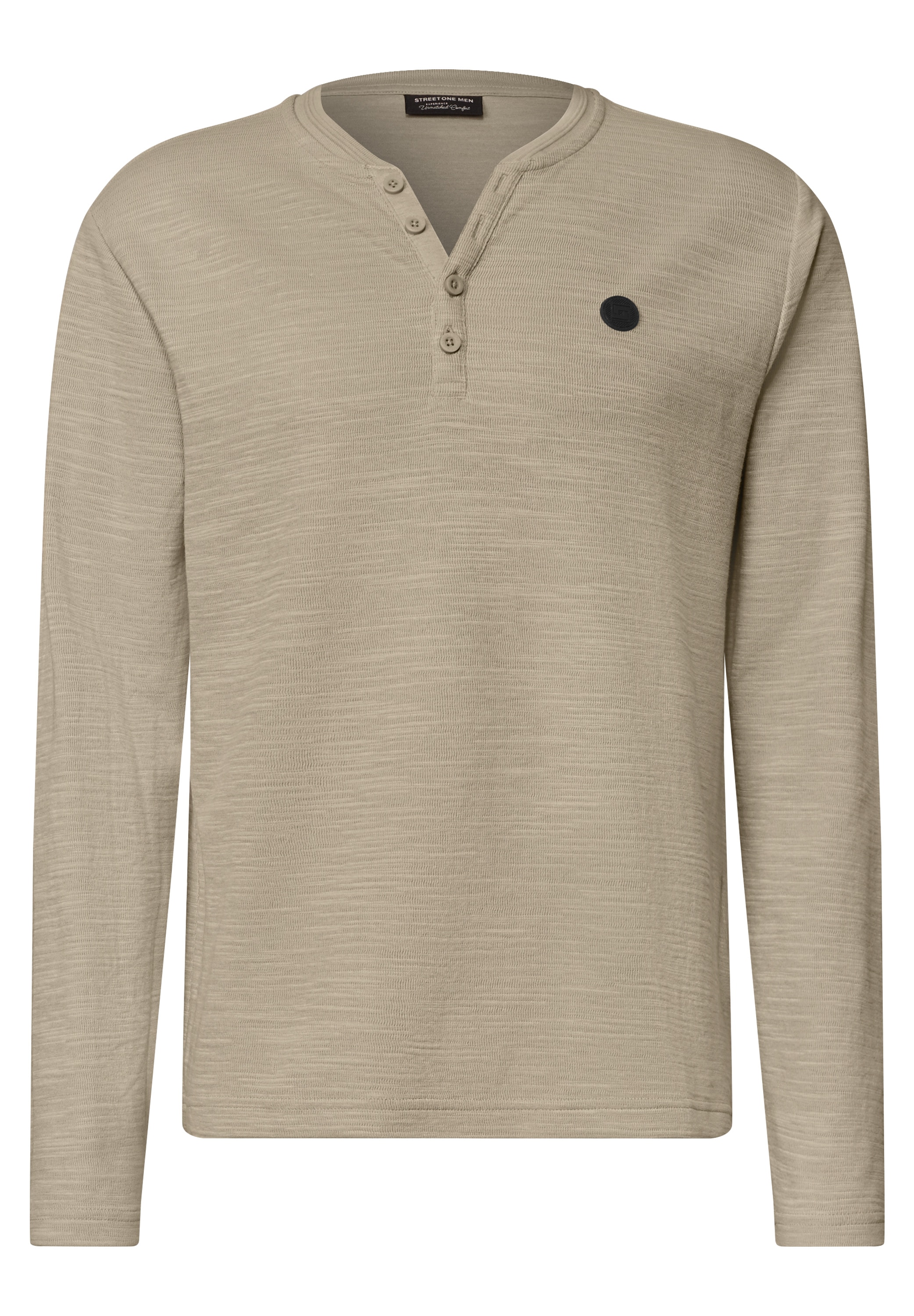STREET ONE MEN Langarmshirt in Unifarbe