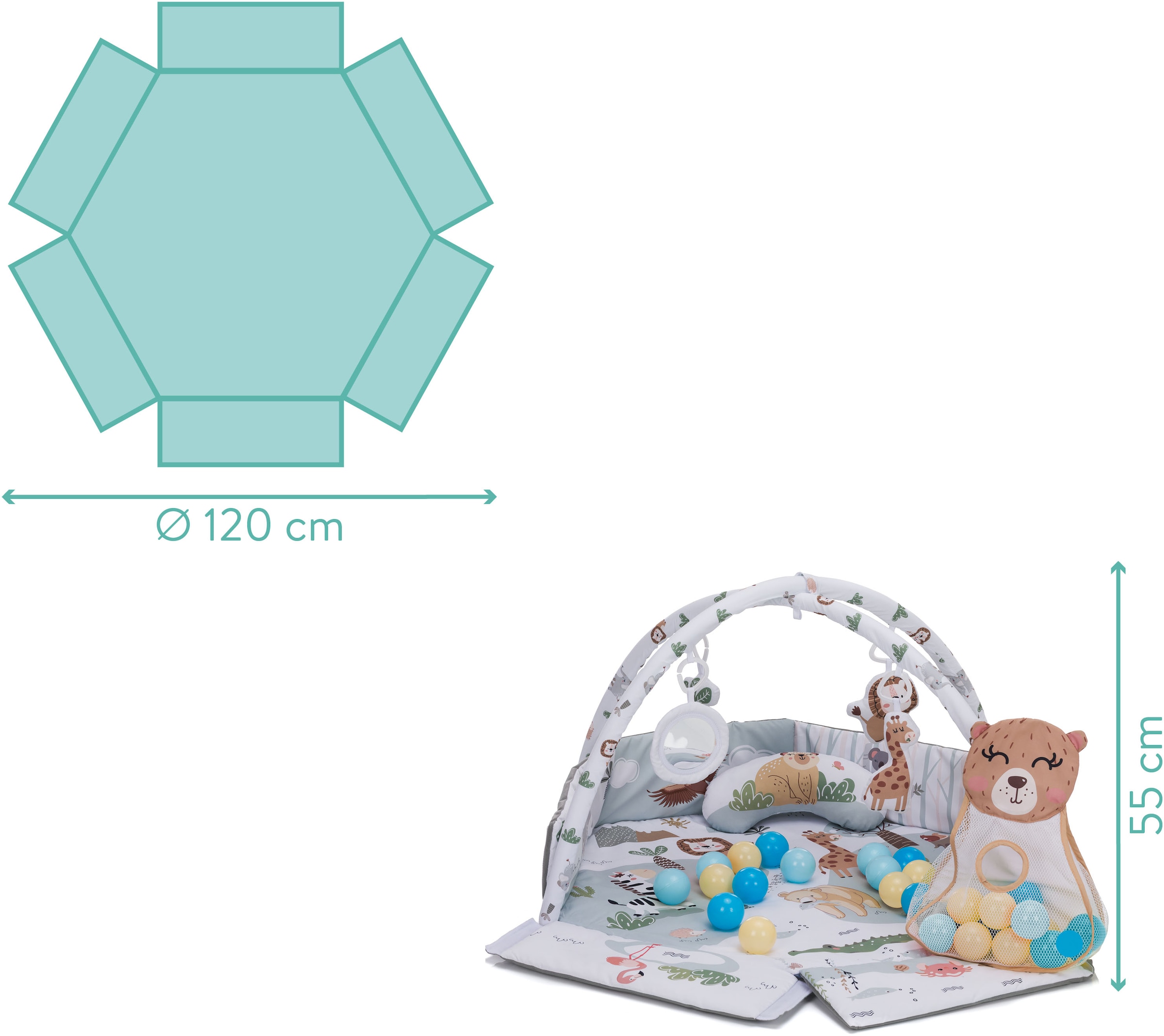 Fillikid Spielbogen »Aktivbogen - Spielematte mit Bällen, Wildlife«