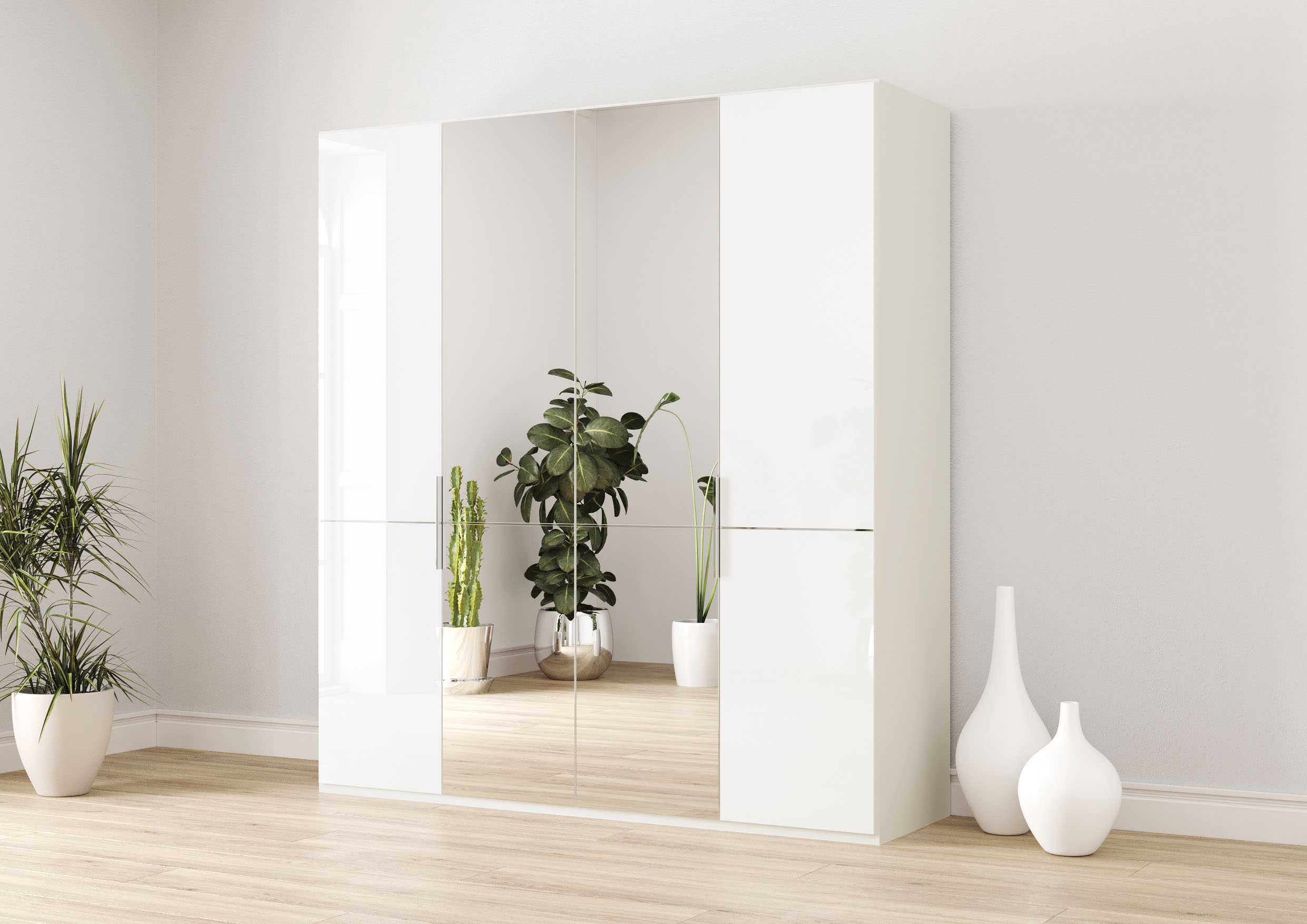 Musterring Kleiderschrank "Imola W" inkl. Einlegeböden und Kleiderstangen, mit Glas- und Spiegeltüren