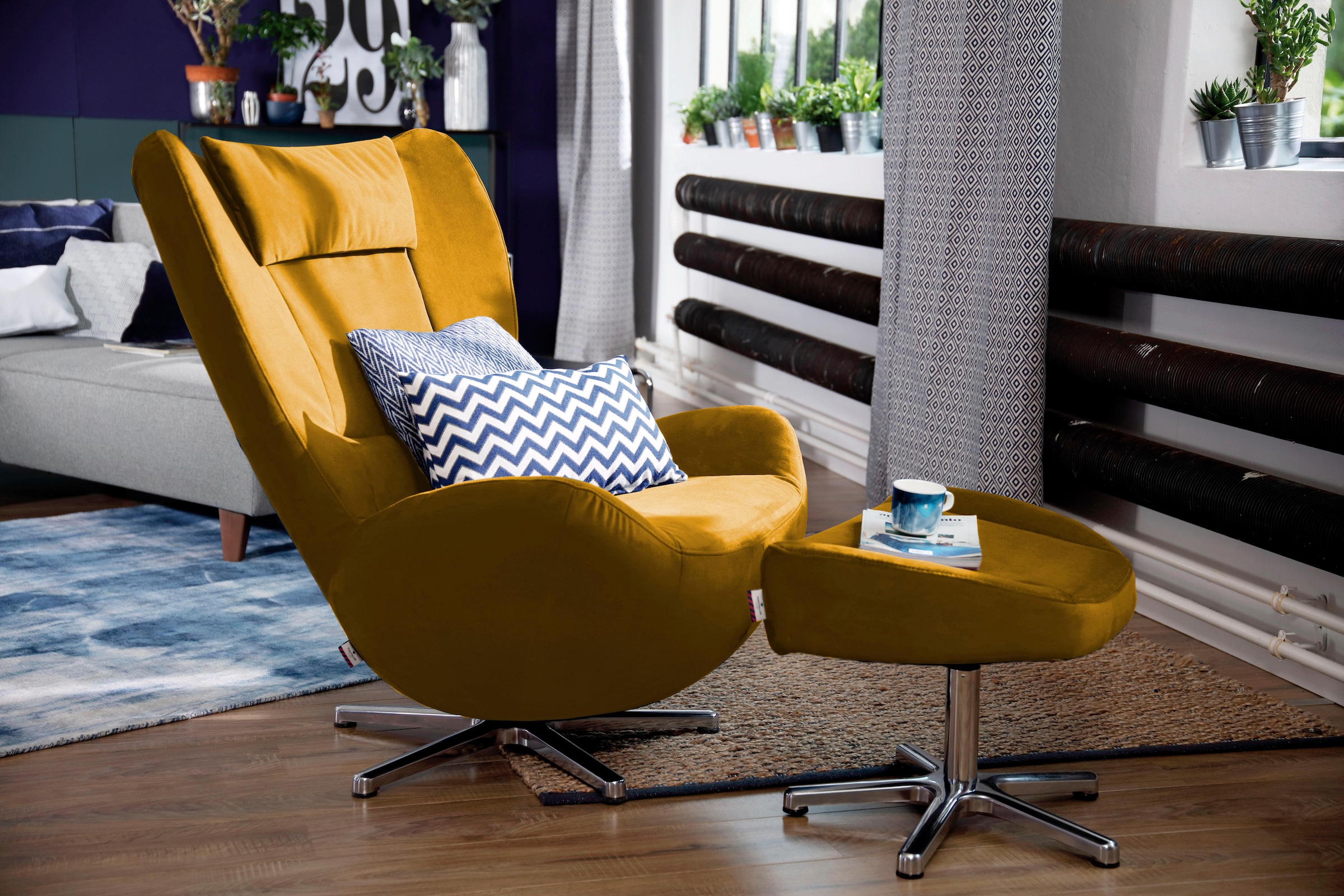 TOM TAILOR HOME Loungesessel "TOM PURE", mit Metall-Drehfuß in Chrom