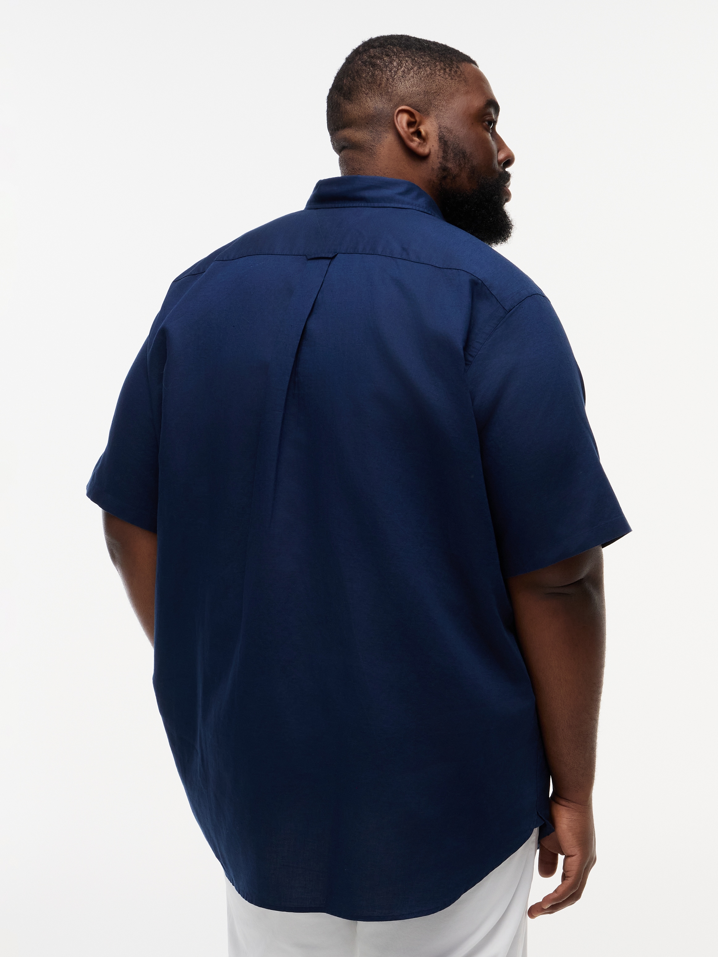 Tommy Hilfiger Big & Tall Kurzarmhemd »BT- LINEN BLND SOLID« Große Größen, Button-down-Kragen, regular fit