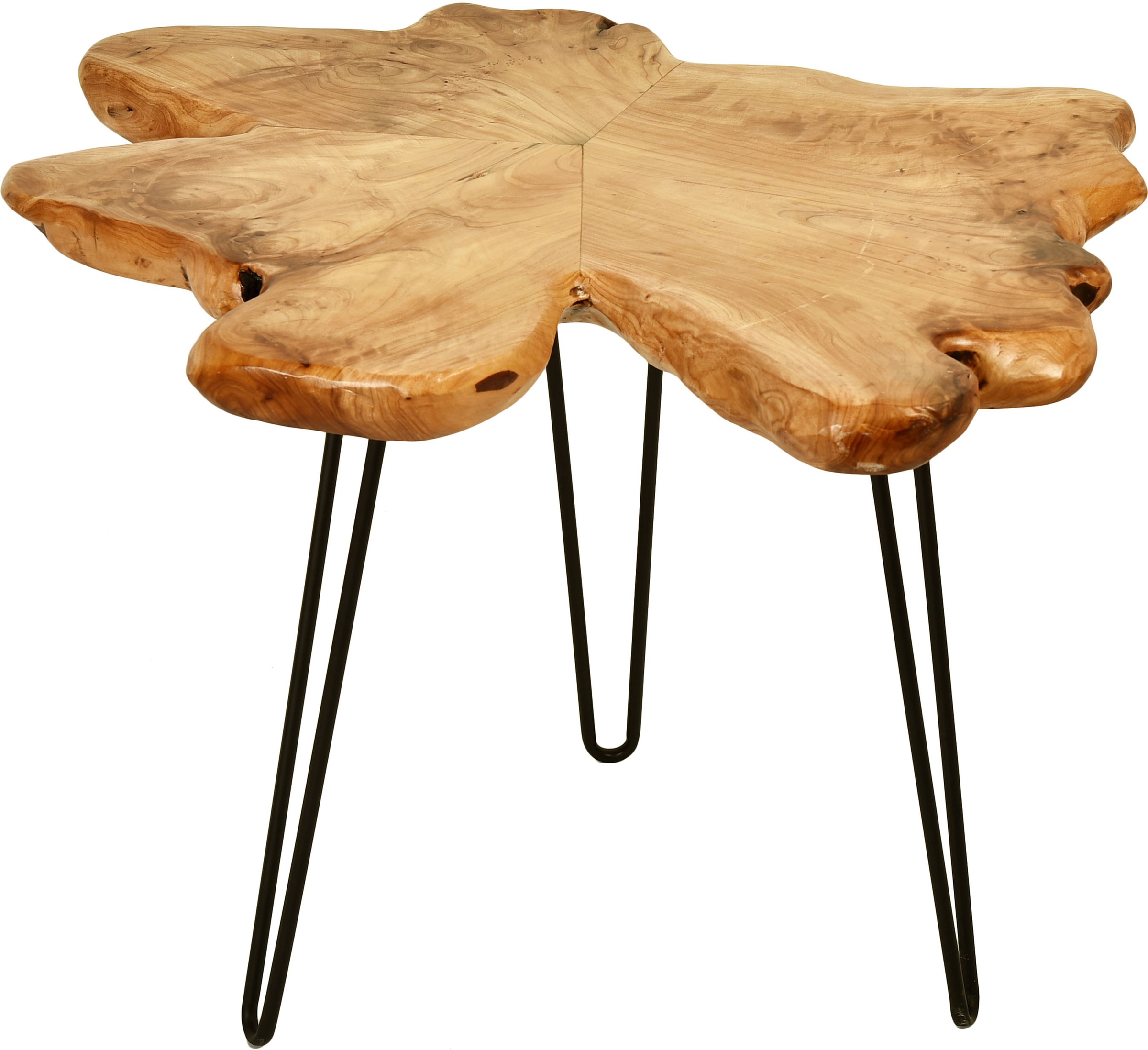 Kayoom Beistelltisch »Woody 410, Beistelltisch aus Naturmaterial, Holz-Tischplatte«, (1 St.), Naturbelassener Beistelltisch, jedes Stück ein Unikat