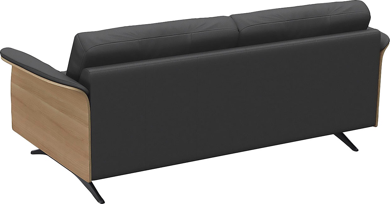 FLEXLUX 2,5-Sitzer »Glow Sofa, Couch, Premium-Sitzkomfort: Kaltschaum & Federkern«, Armlehnenblende in geölter Eiche, Fuß schwarz