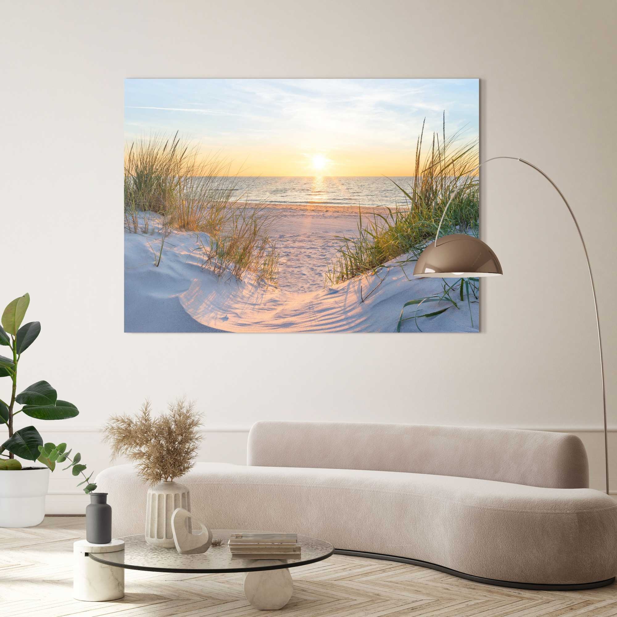 Reinders! Deco-Panel »Sonnenuntergang in den Dünen«, Wohnzimmer - Beige - MDF - Landschaften - 140x100 cm