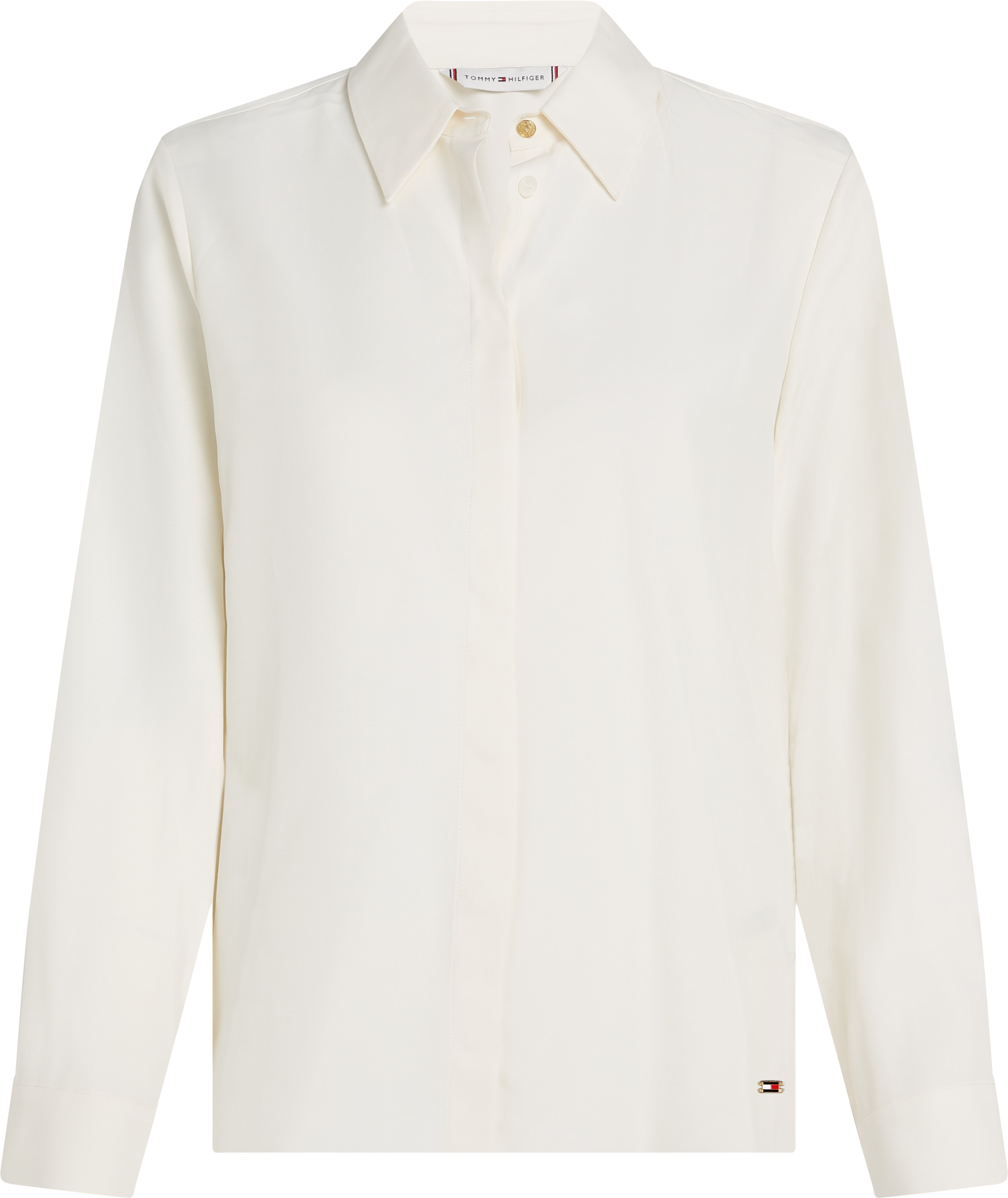 Tommy Hilfiger Hemdbluse »SOFT VISCOSE REGULAR LS SHIRT«, in Unifarbe, mit Metalllabel