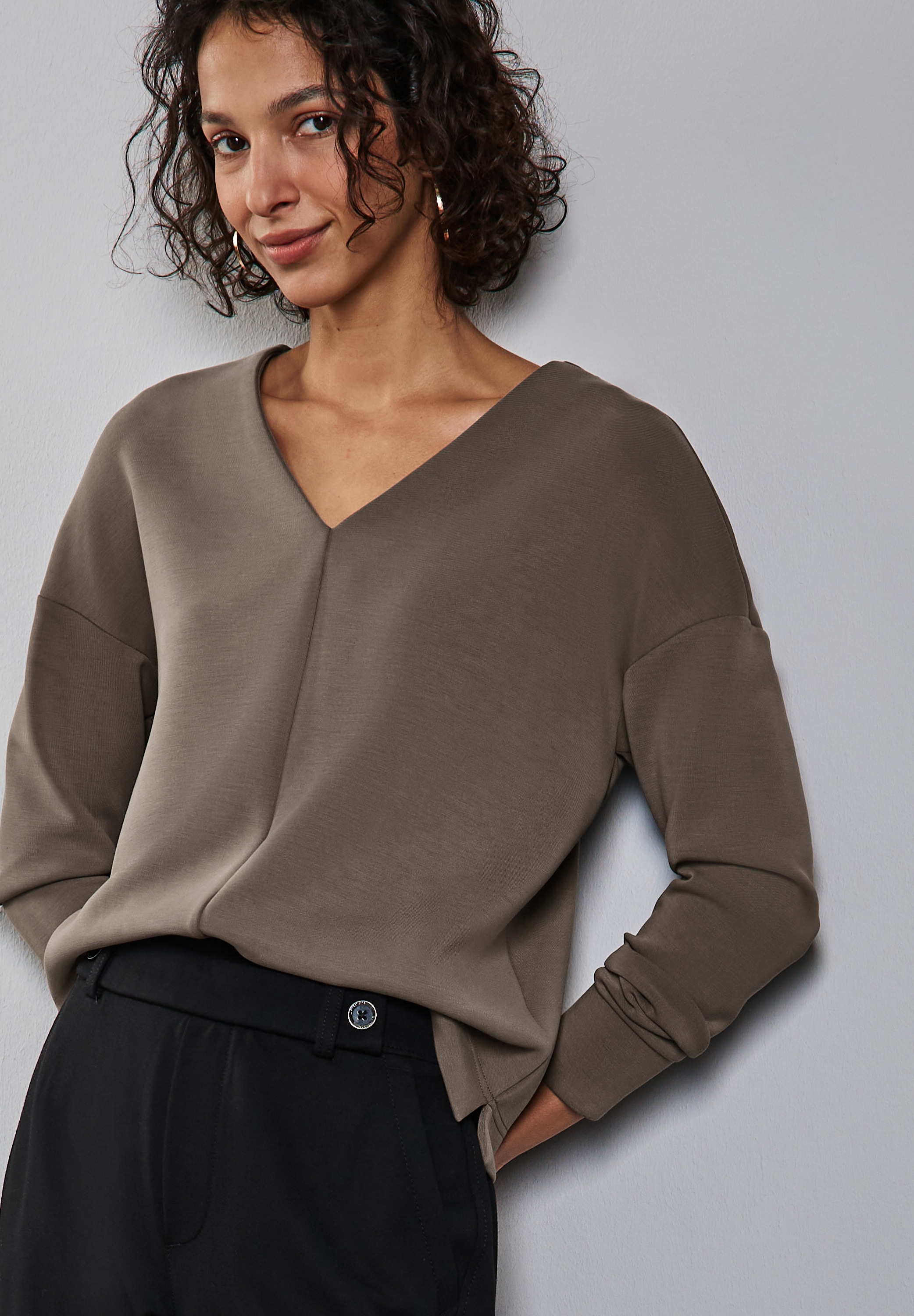 STREET ONE V-Ausschnitt-Pullover su Bündchen