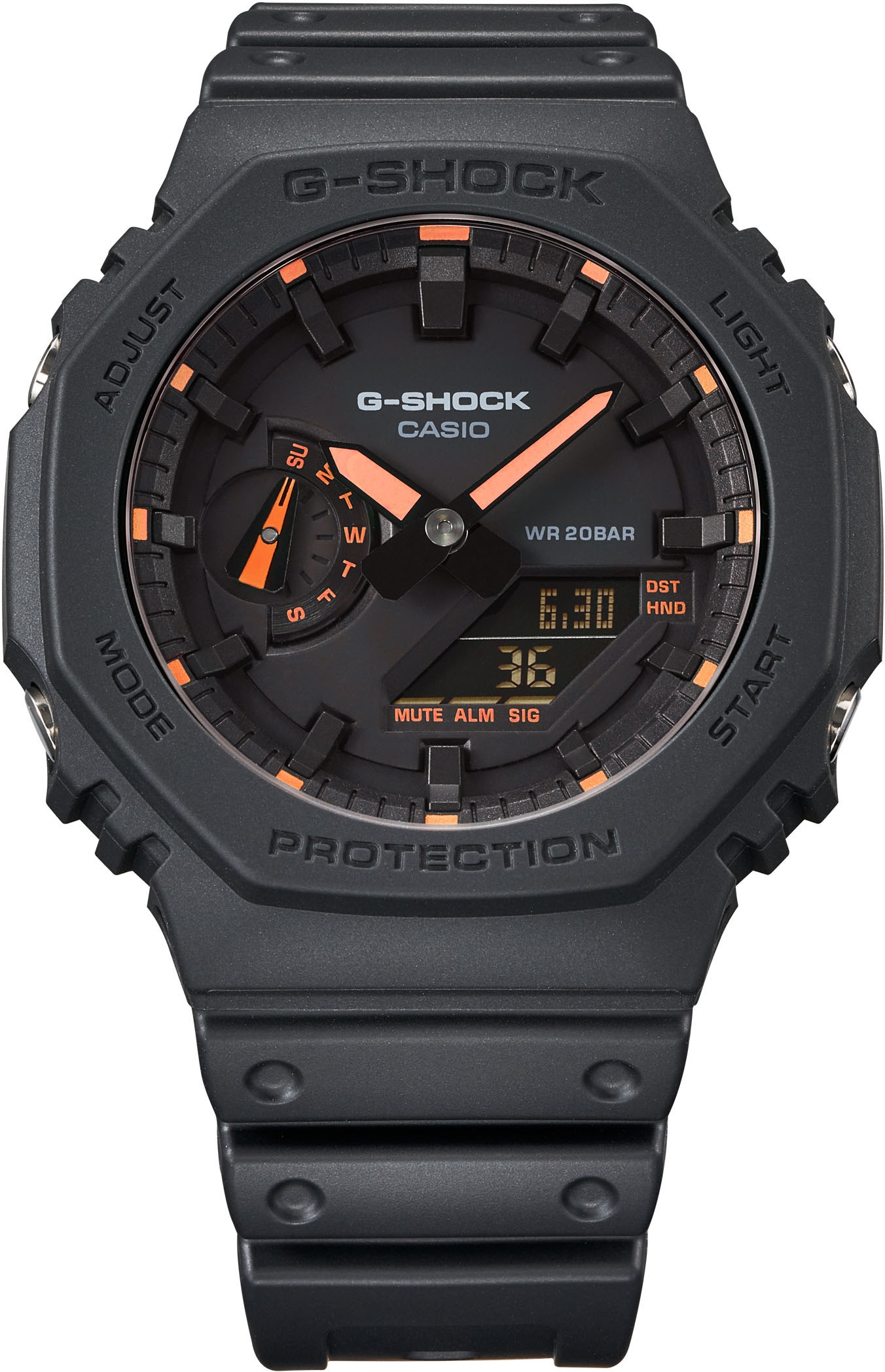 CASIO G-SHOCK Chronograph »GA-2100-1A4ER«, Quarzuhr, Armbanduhr, Herrenuhr, digital, bis 20 bar wasserdicht