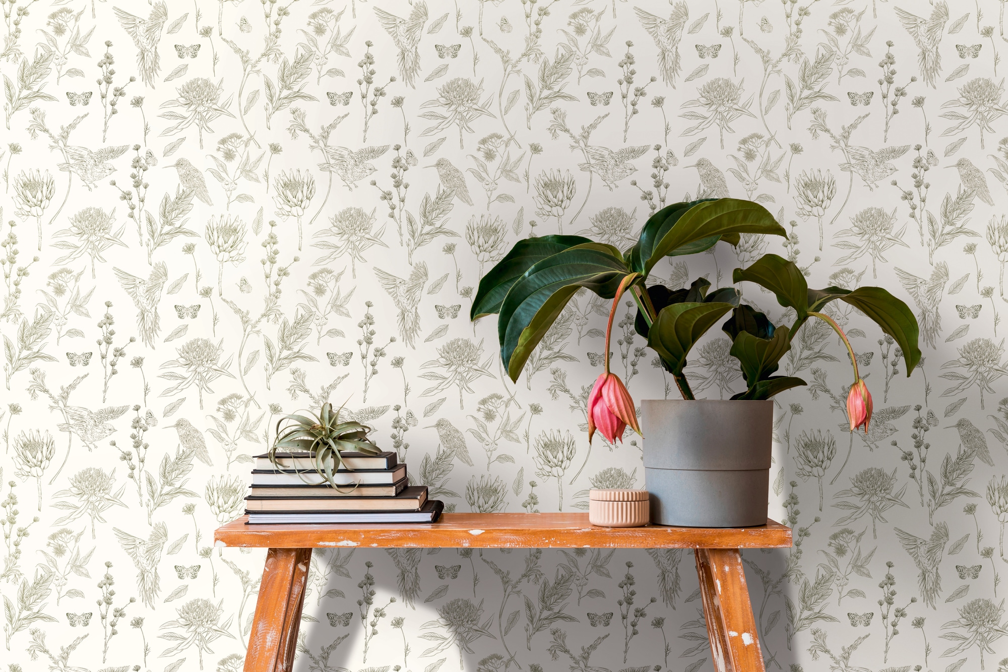 living walls Vliestapete "Drawn Into Nature Blumen-Tapete Mustertapete Pflanzen Natur" matt strukturiert Vliestapete Blümchen für Schlafzimmer Küche Wohnzimmer Blumen Design