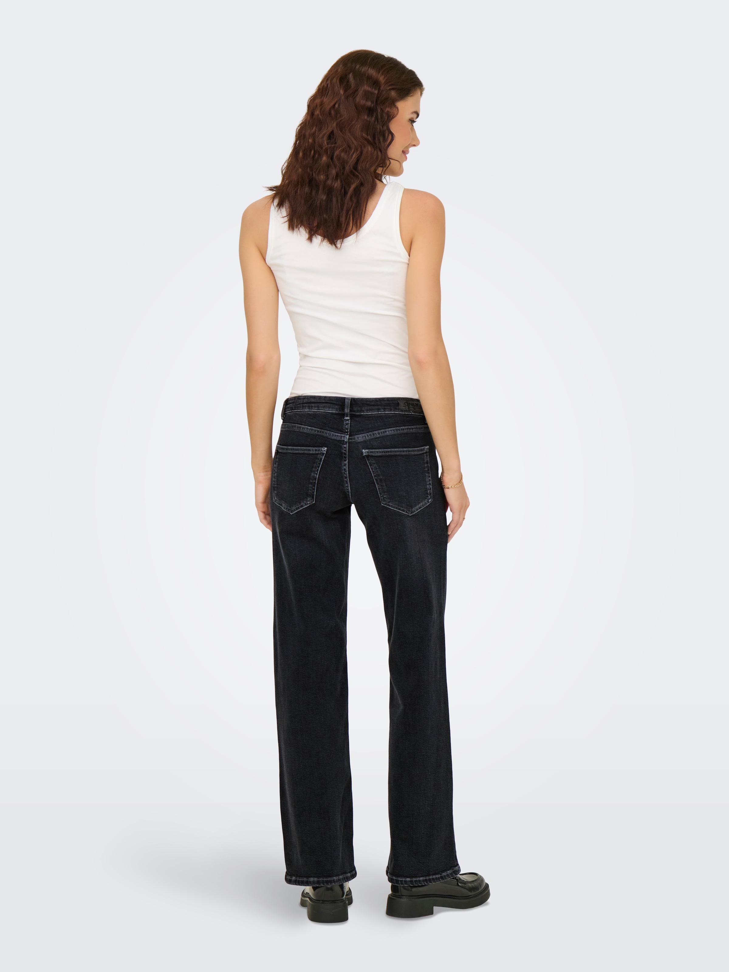ONLY Straight-Jeans »ONLJUDY-O LW WIDE LEG DNM TAI850 NOOS« in dunkler Waschung, gerade Form, niedrige Leibhöhe