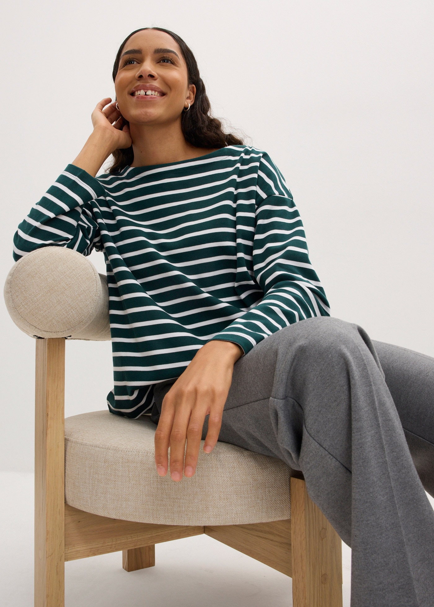 bonprix Langarmshirt, 2 Stk. Langarmshirt aus reiner Baumwolle, (2er Pack)
