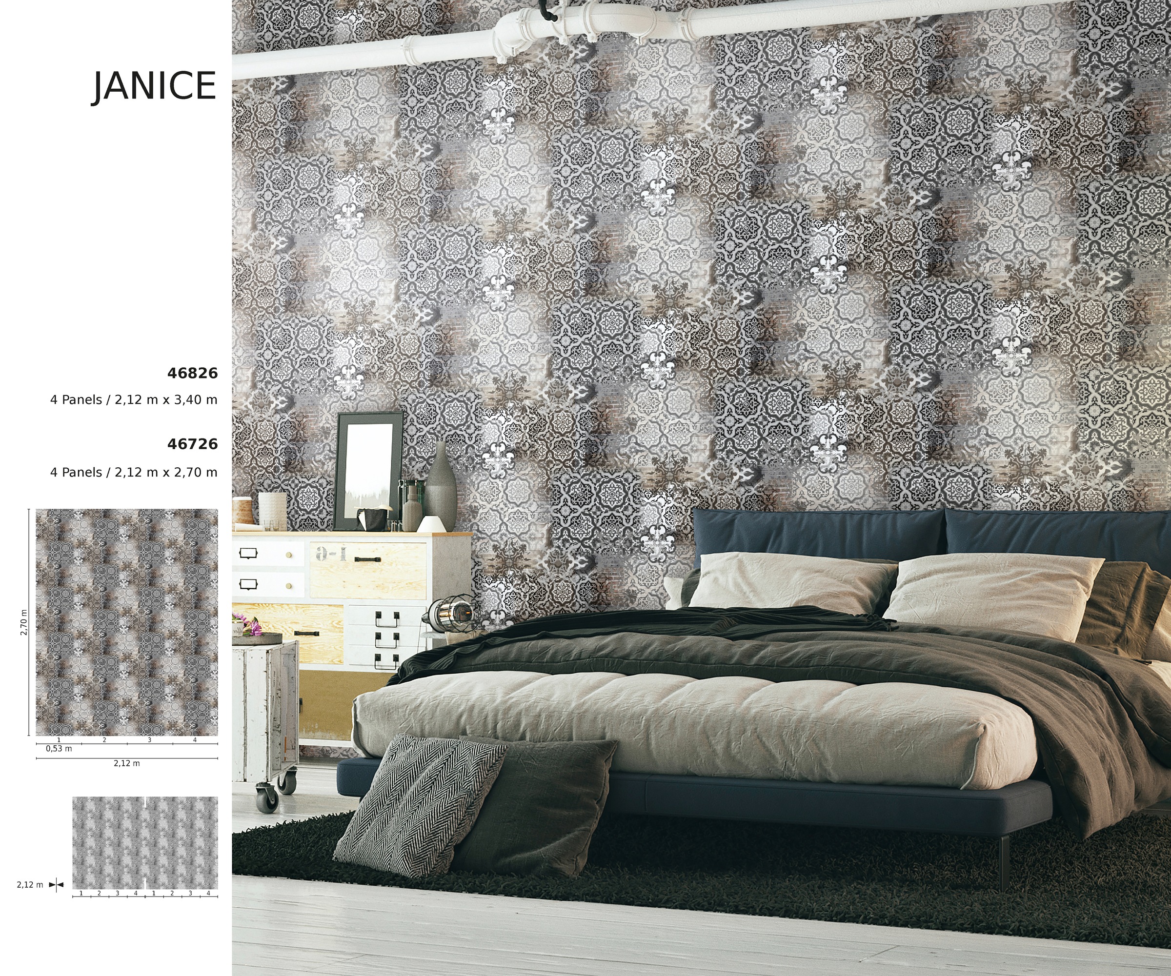 Marburg Fototapete, 3D-Optik-ornamental, moderne Tapete für Wohnzimmer Schlafzimmer Küche
