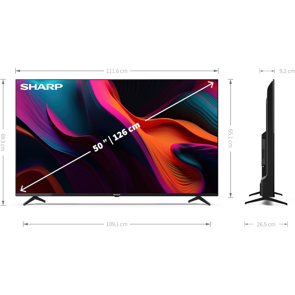 Sharp LED-Fernseher »SHARP 50GL4260E Google TV 126 cm (50 Zoll) 4K Ultra HD Google TV«, 126 cm/50 Zoll, 4K Ultra HD, Google TV-Smart-TV, Dolby Atmos, Dolby Vision, HDMI 2.1 mit eARC)