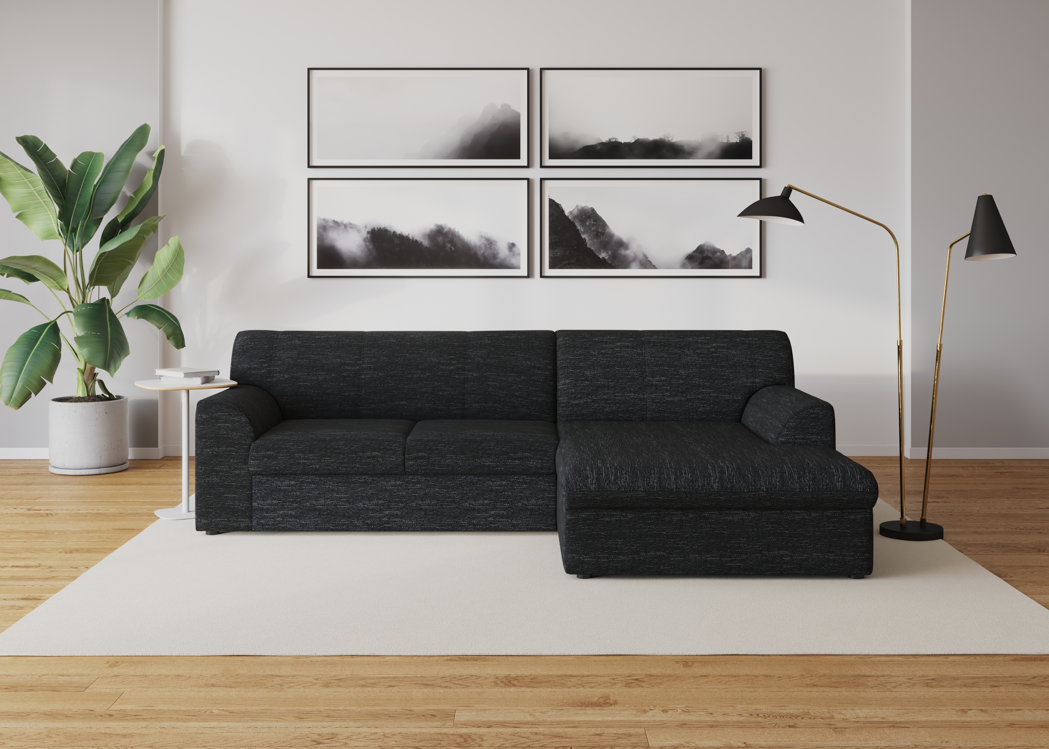 DOMO collection "Topper, elegant und zeitlos, kompaktes Stellmaß 245/155cm, L-Form" mit Recamiere, wahlweise mit Schlaffunktion