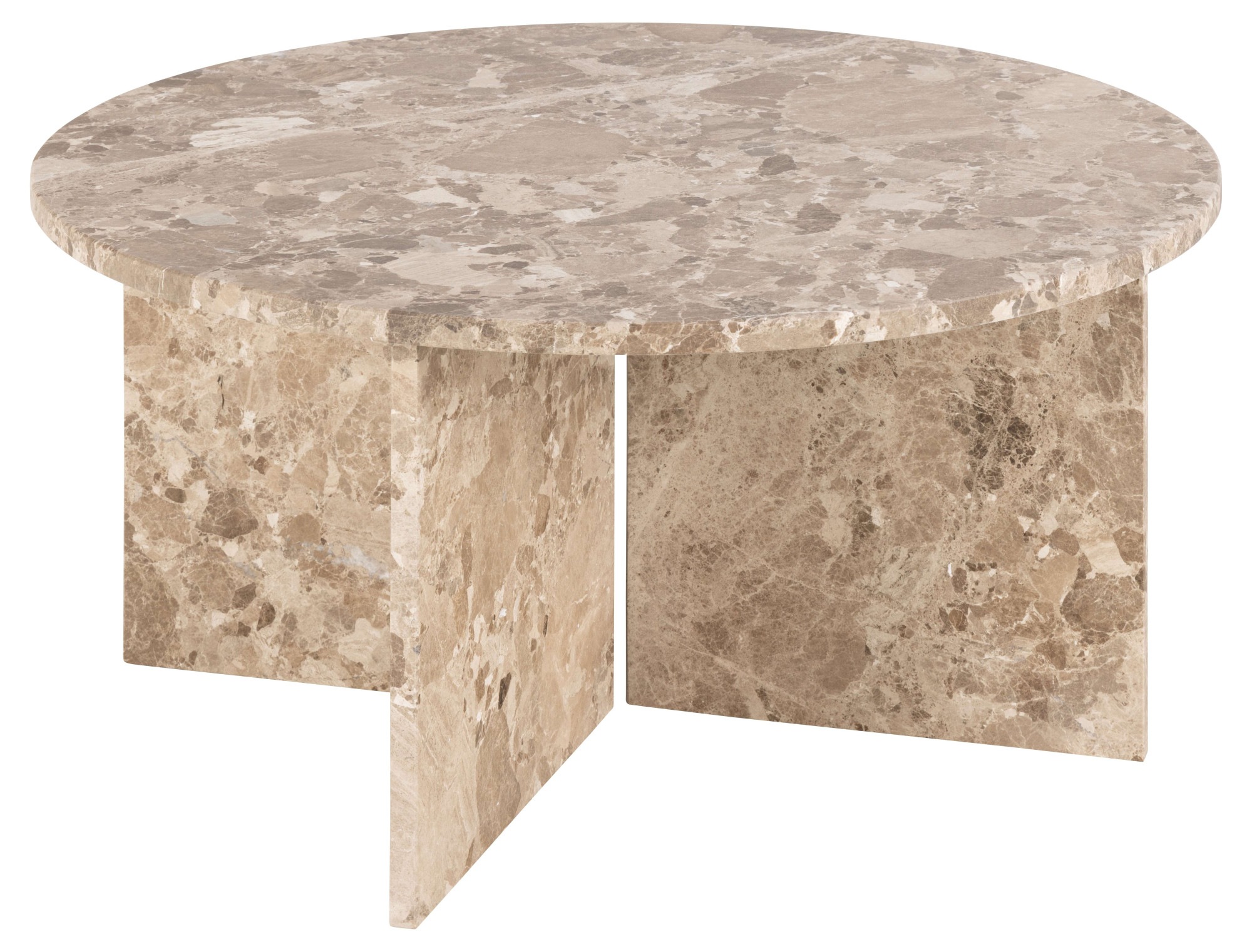 ACTONA GROUP Couchtisch »Vega«, Couchtisch, und V-förmig Gestell matt Latte lackiert Marmor, Ø90x42 cm