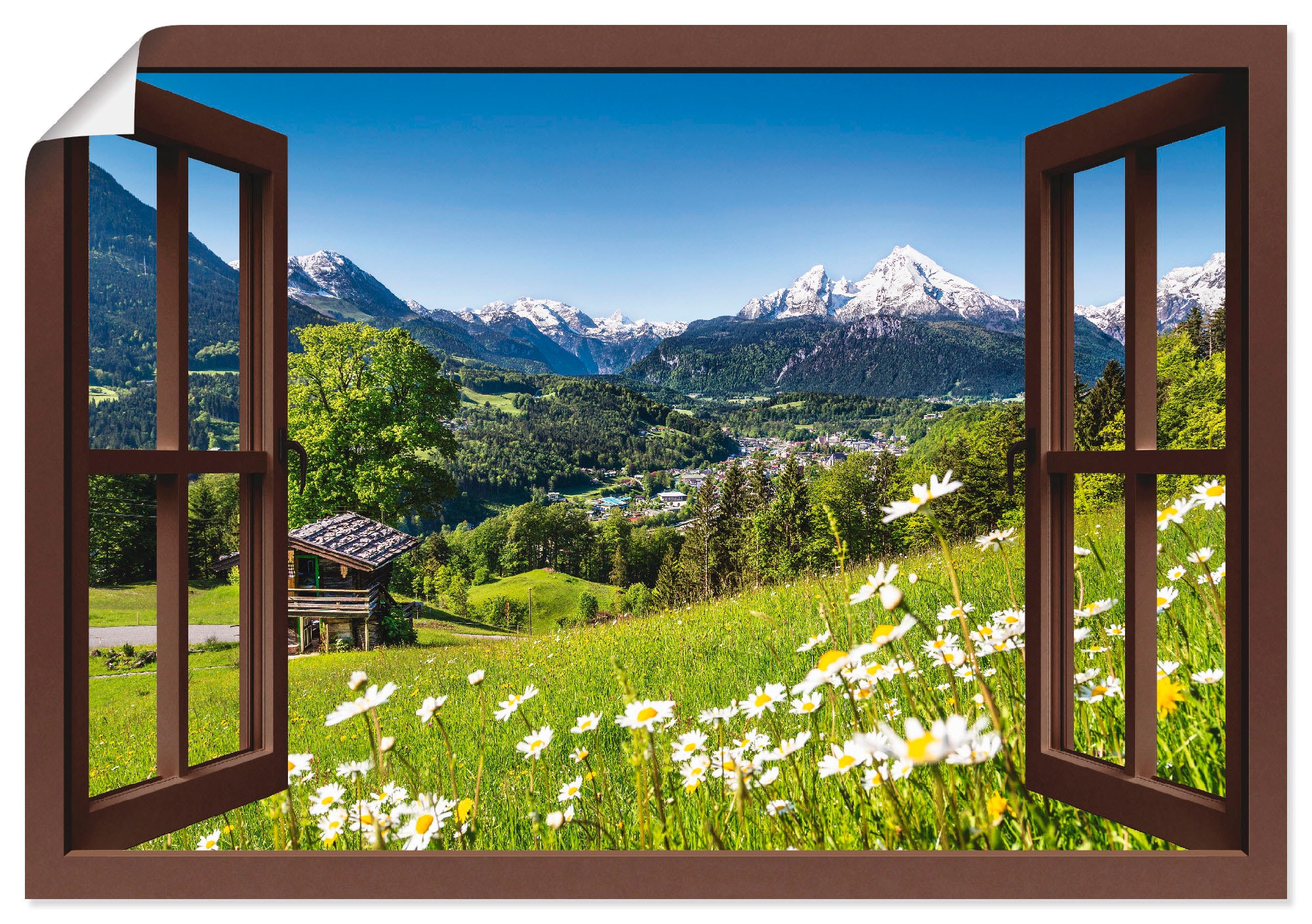 Wandbild »Fensterblick Bayerischen Alpen«, Berge, (1 St.), als Alubild, Outdoorbild,...
