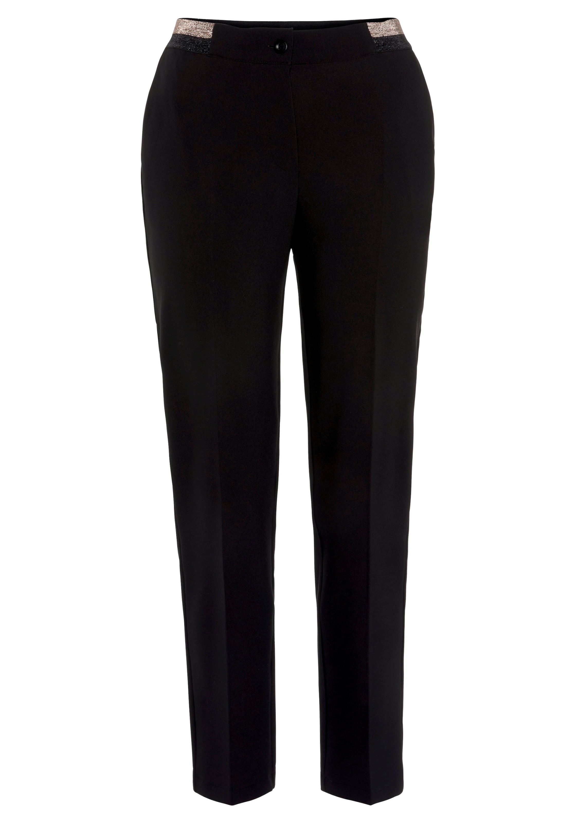 LASCANA Bügelfaltenhose, mit Glitzerbund, schmal geschnitten, Anzughose, Business-Look