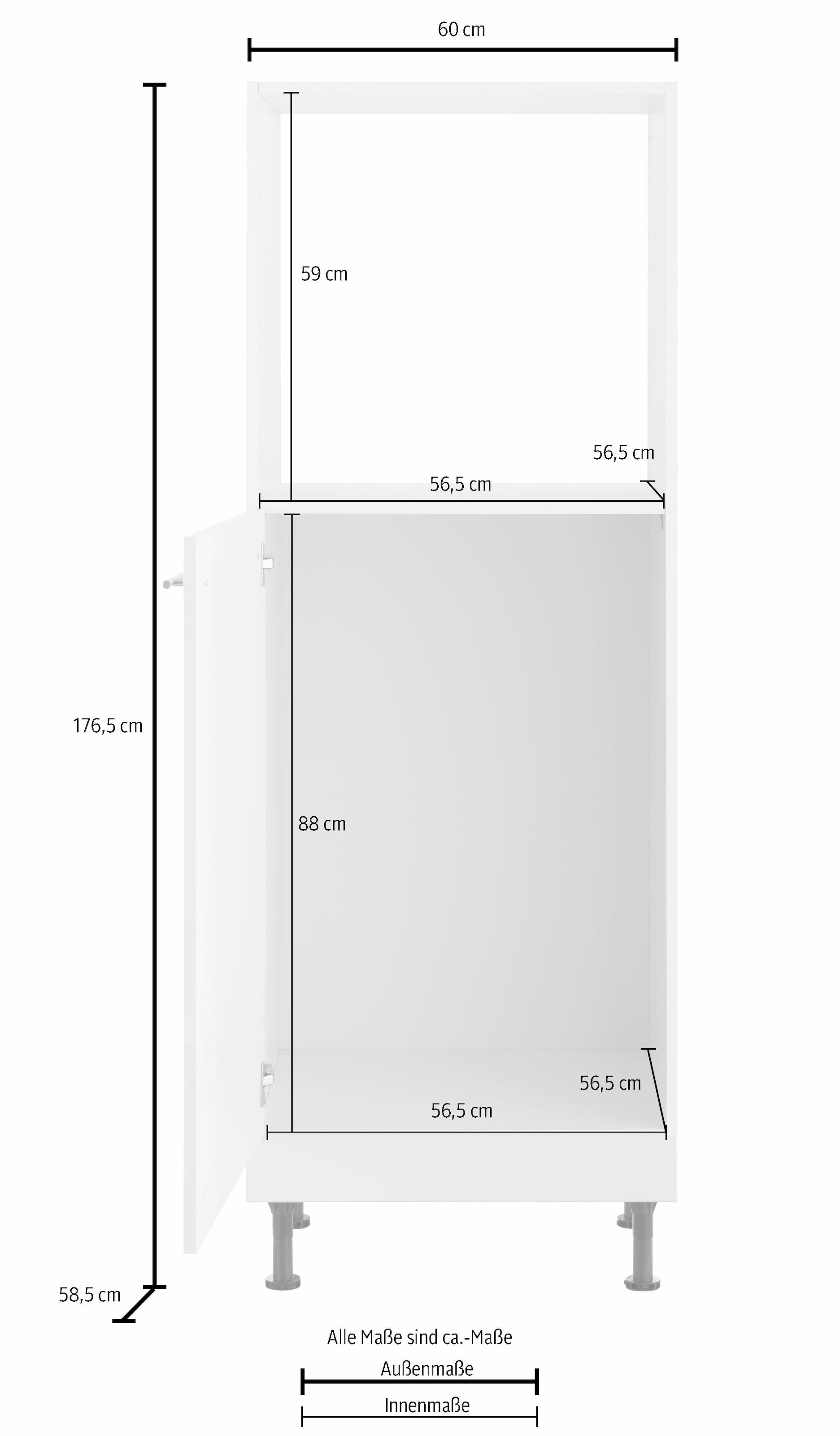 OPTIFIT Backofenumbauschrank »Bern«, 60 cm kaufen Metallgriff mit hoch, Stellfüße, BAUR 176 höhenverstellbare breit, | cm