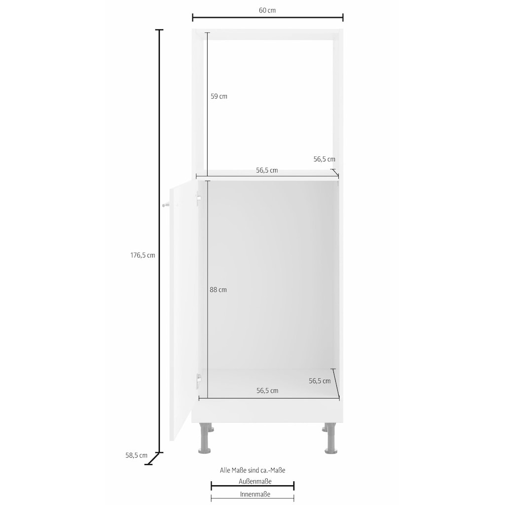 OPTIFIT Backofenumbauschrank »Bern«, 60 cm breit, 176 cm hoch, höhenverstellbare Stellfüße, mit Metallgriff