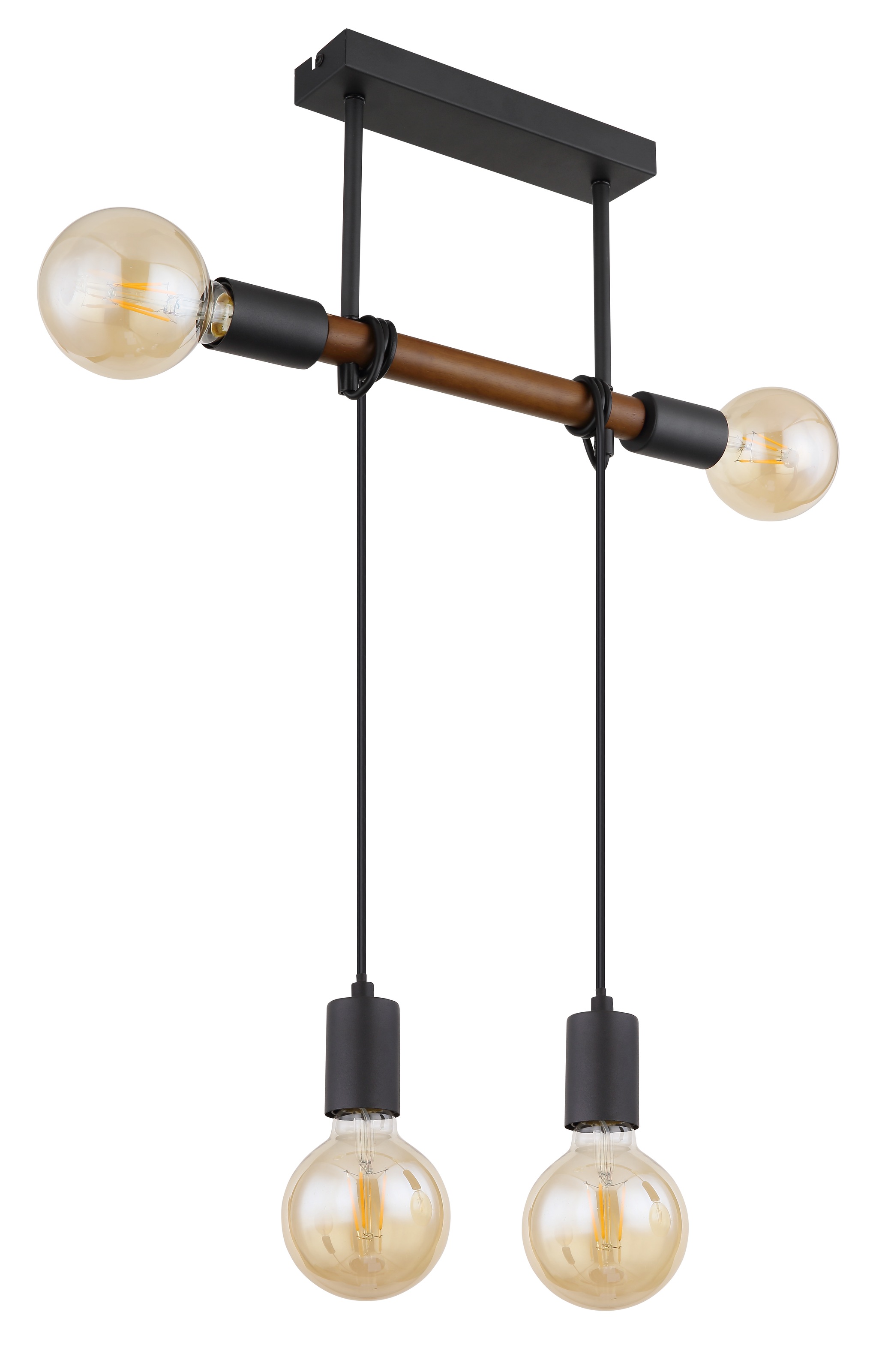 GLOBO LIGHTING Deckenleuchte »HEINRICH« E27 1 Stk. Schlichte Deckenleuchte schwarz matt mit Holz braun, Kabel