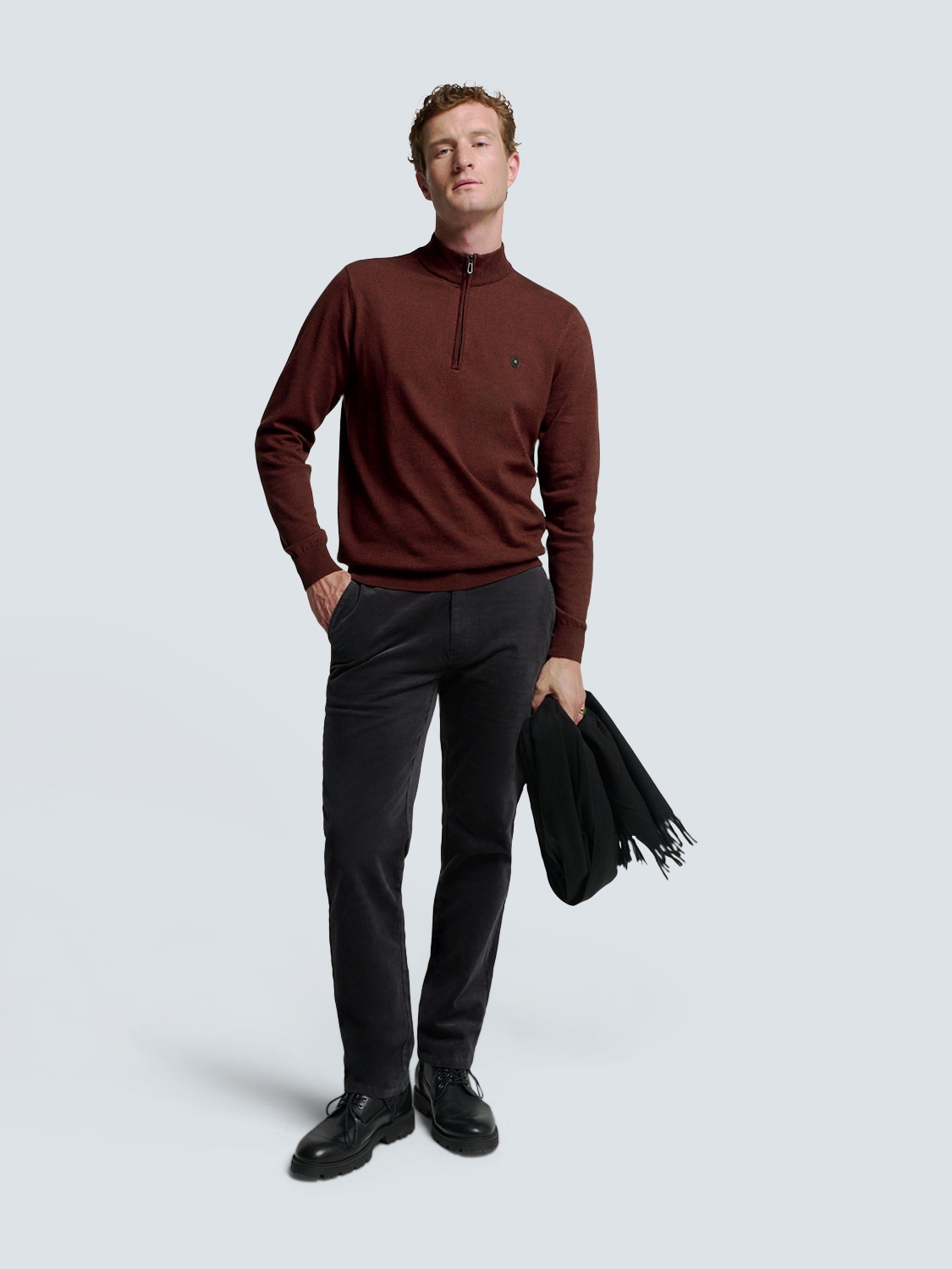 NO EXCESS Rundhalspullover »No Excess Pullover mit halbem Reißverschluss«