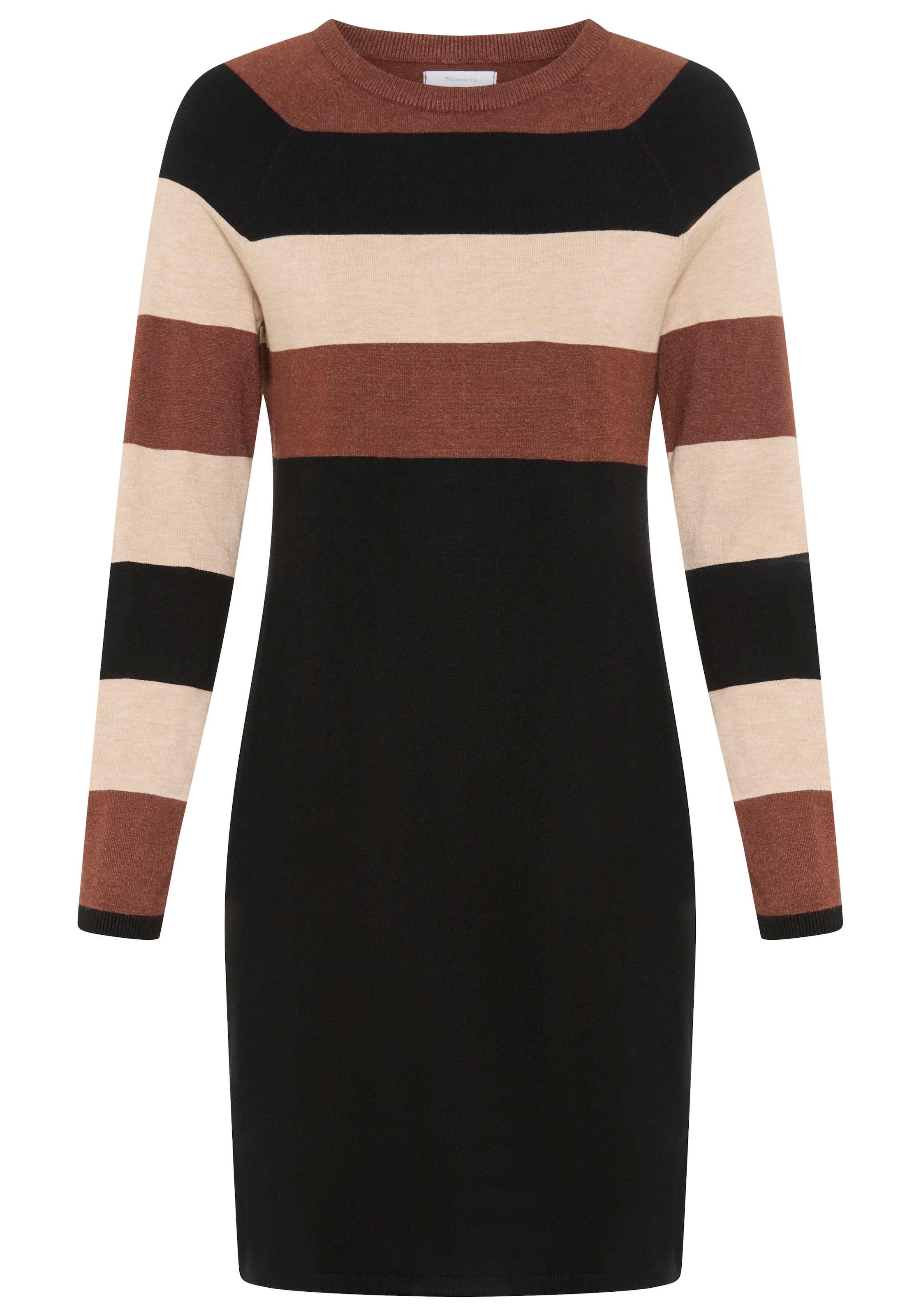 Tamaris Strickkleid aus Feinstrick, für Casualmode und Frühling, gestreifte Optik