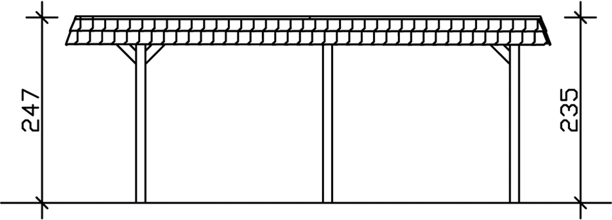 Skanholz Einzelcarport »Wendland«, Leimholz-Fichte, 341 cm, Nussbaum, mit Aluminiumdach, rote Blende