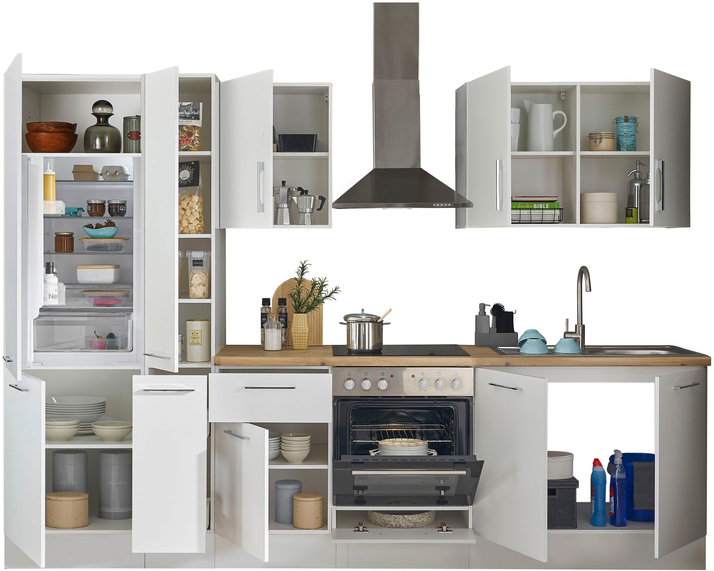 BASIC by Balculina Küchenzeile »Turin«, Breite 300 cm, wahlweise mit E-Geräten