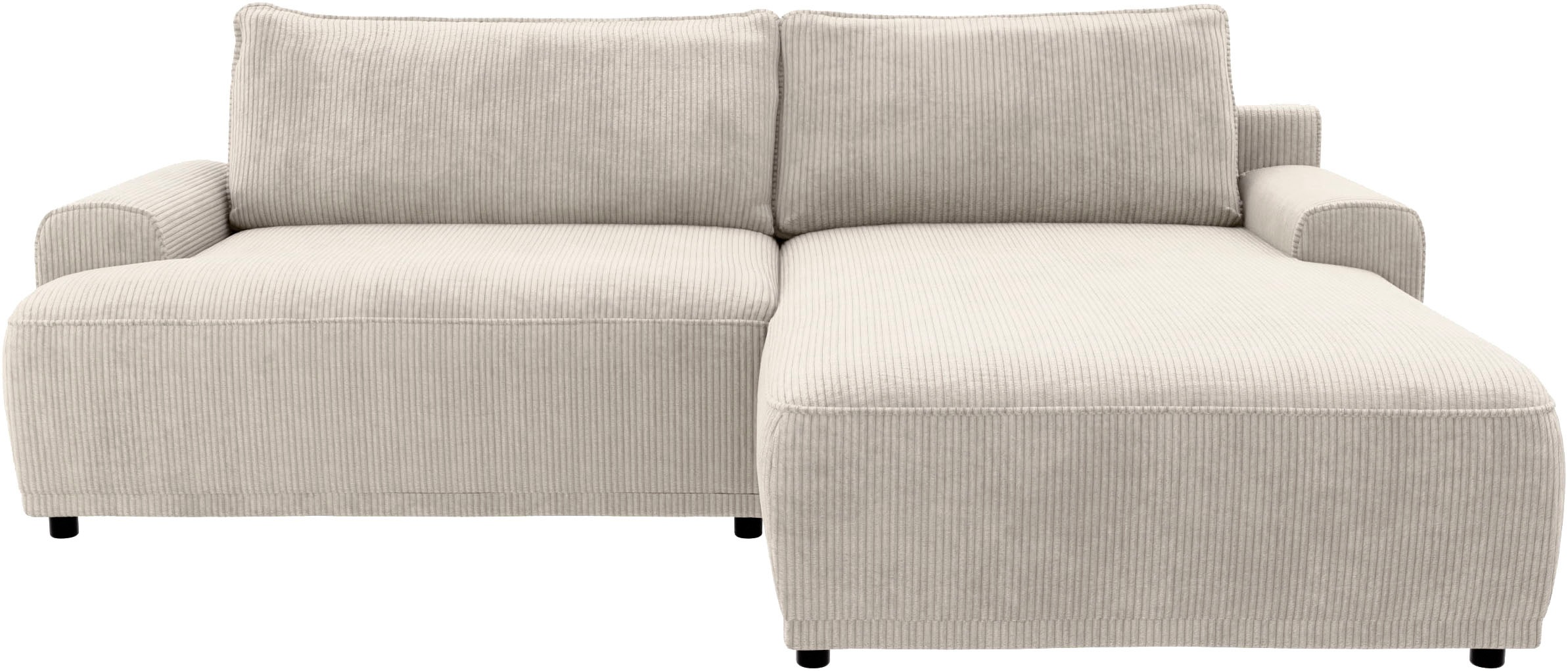TRENDMANUFAKTUR Ecksofa »Fordon, Schlafsofa mit Bettkasten, Couch in L-Form, Breite 250 cm«, in Cordstoff HYPER, cream, Recamiere rechts