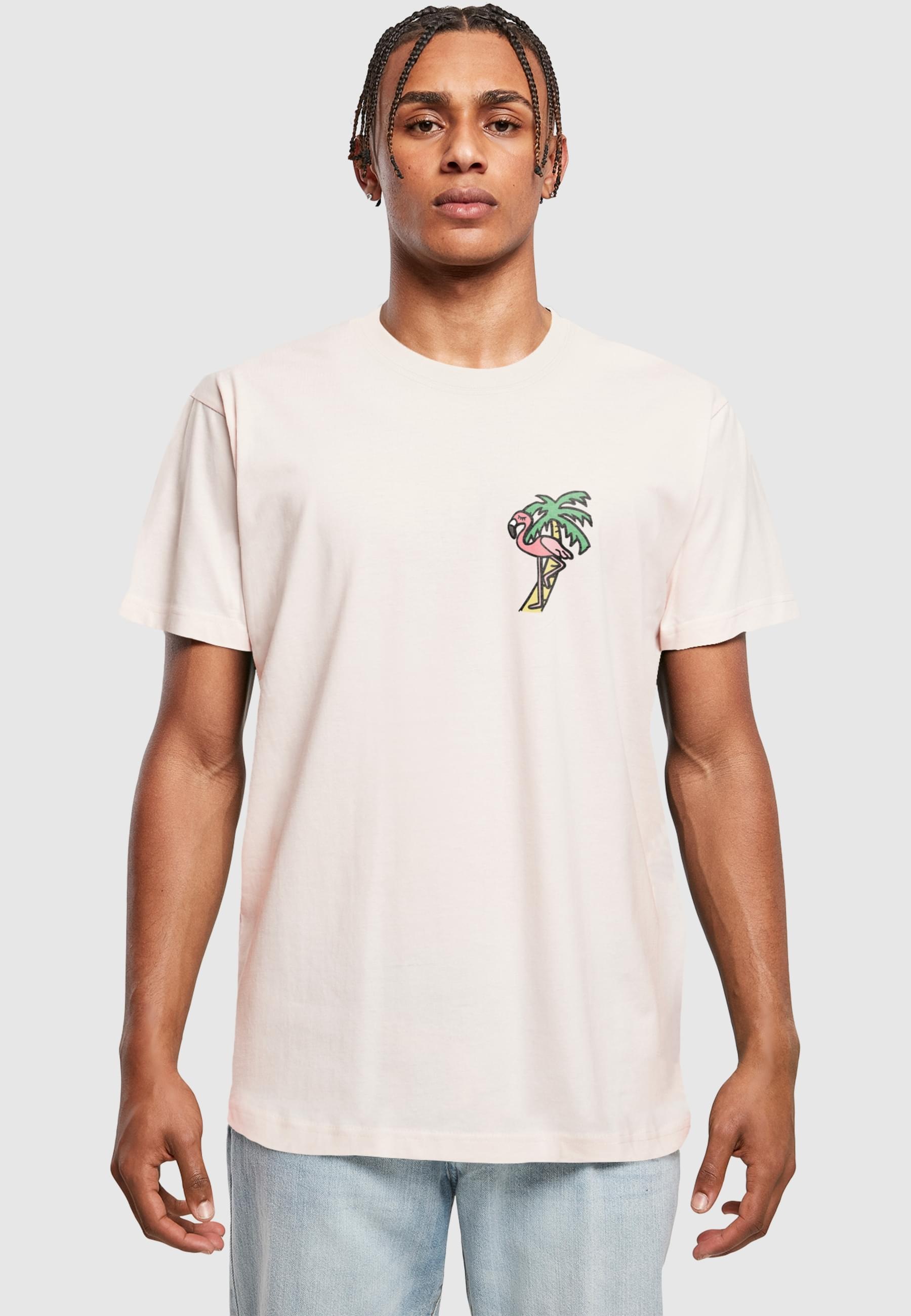 MisterTee Kurzarmshirt »MisterTee Herren Flamingo T-Shirt Round Neck«, (1 tlg.)