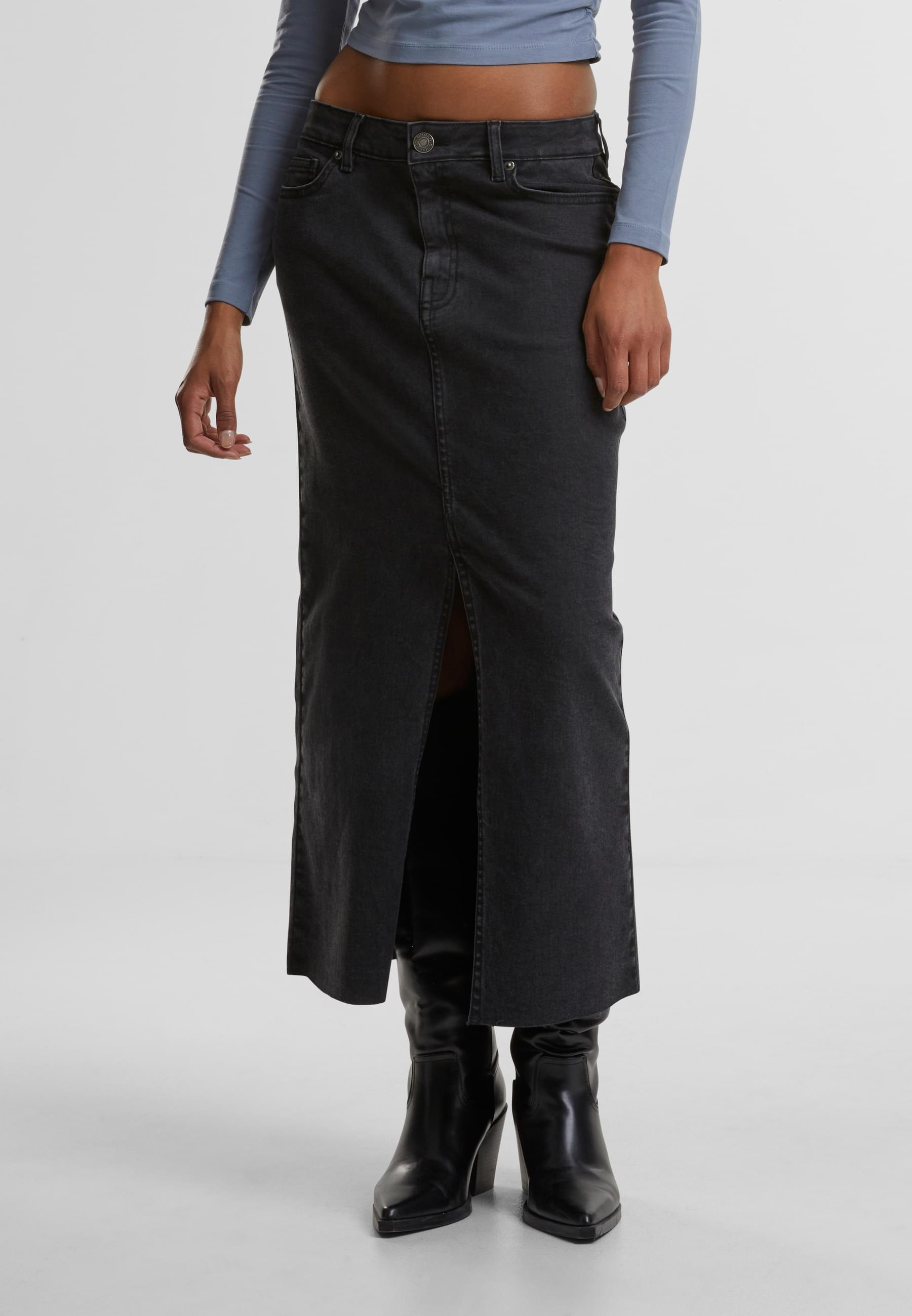 URBAN CLASSICS Sommerrock »Urban Classics Ladies High Slit Denim Skirt«, (1 tlg.)