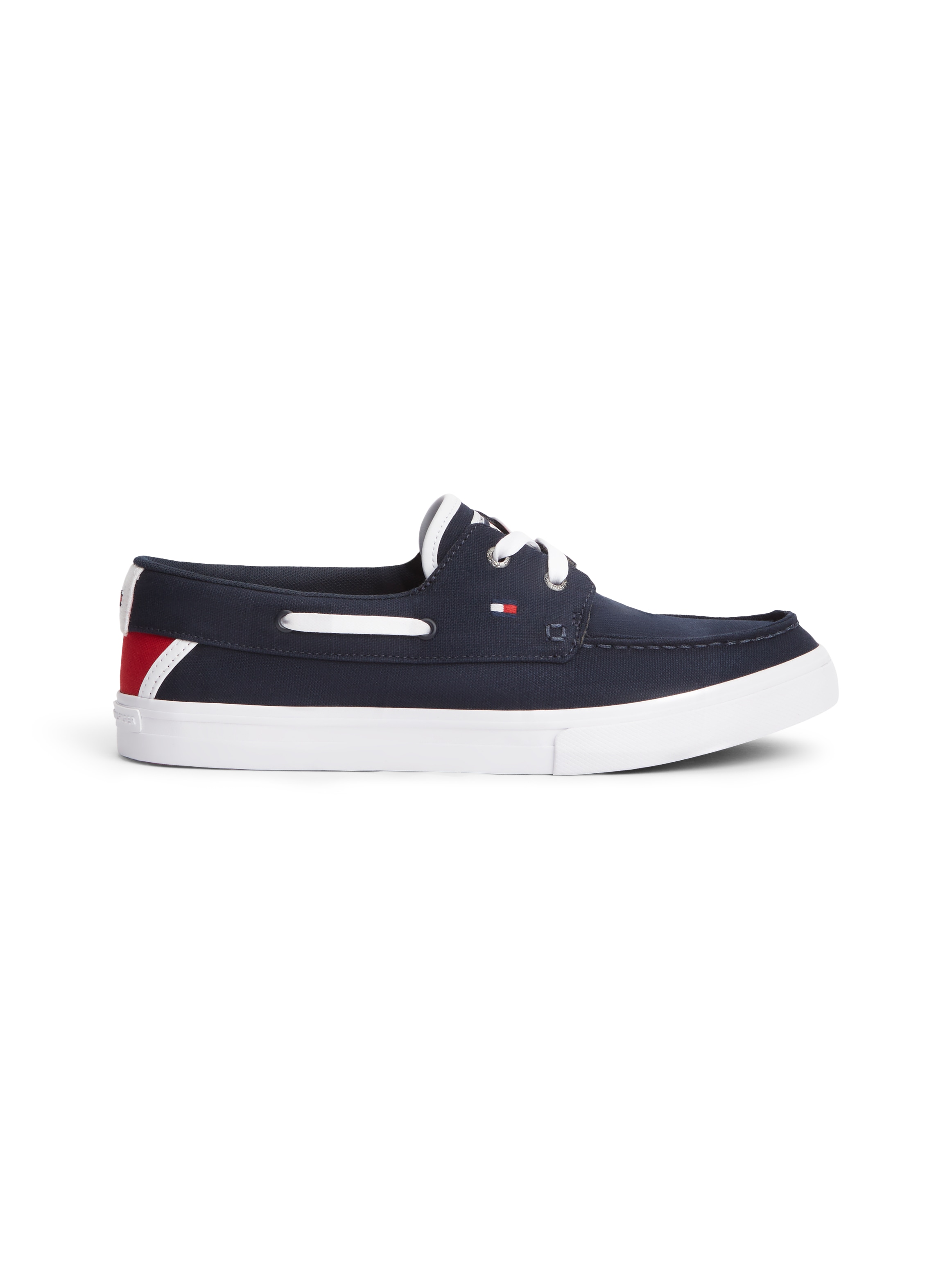 Tommy Hilfiger Bootsschuh »TH BOAT VULC SNEAKER CANVAS«  Schnürschuh, Halbschuh mit Kontrastbesätzen und Durchzügen