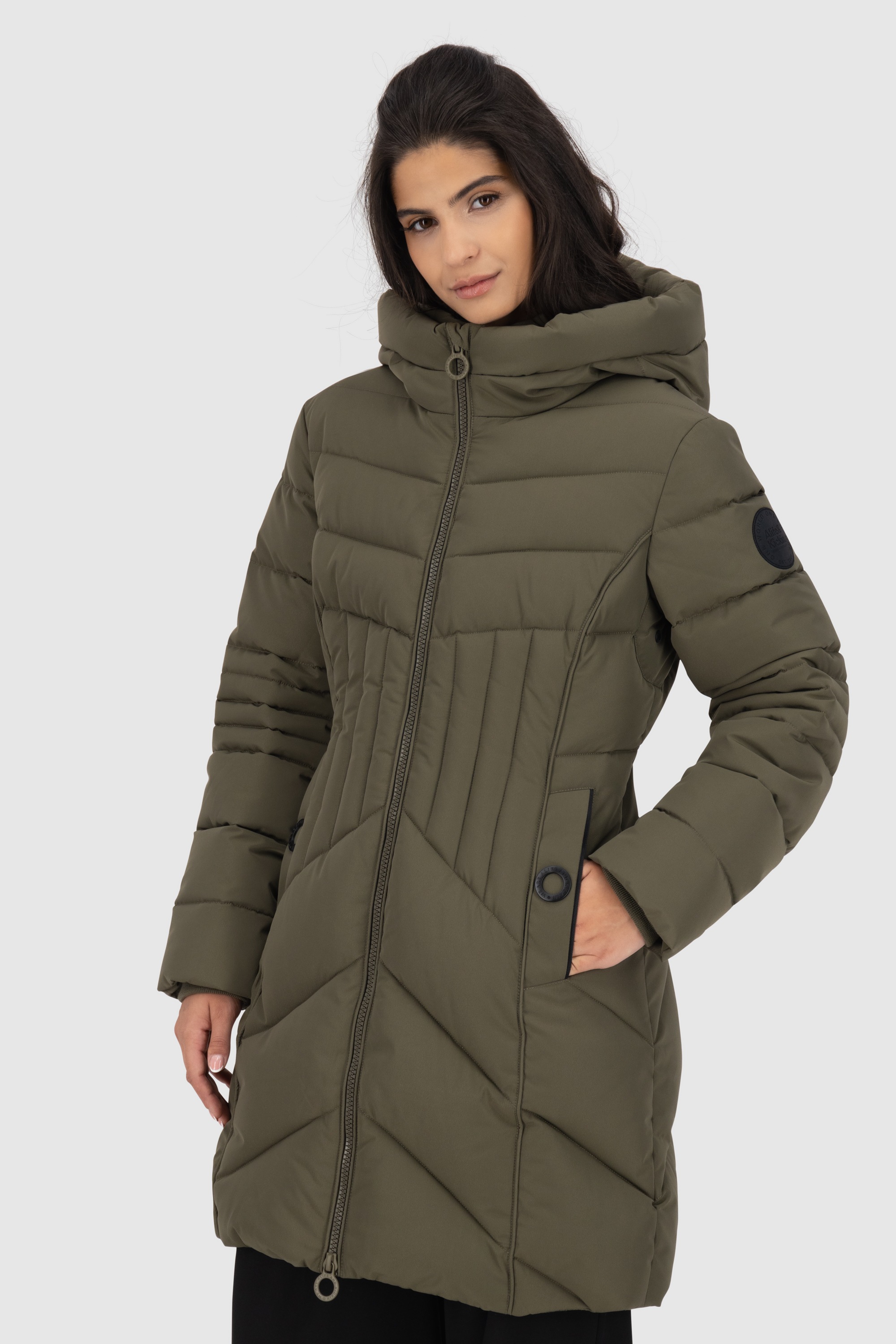 Thumbnail - Alife & Kickin Winterjacke "Damen PriscillaAK A", mit Kapuze, Gefütterter kurzer Mantel mit figurbetonter Passform und 2...
