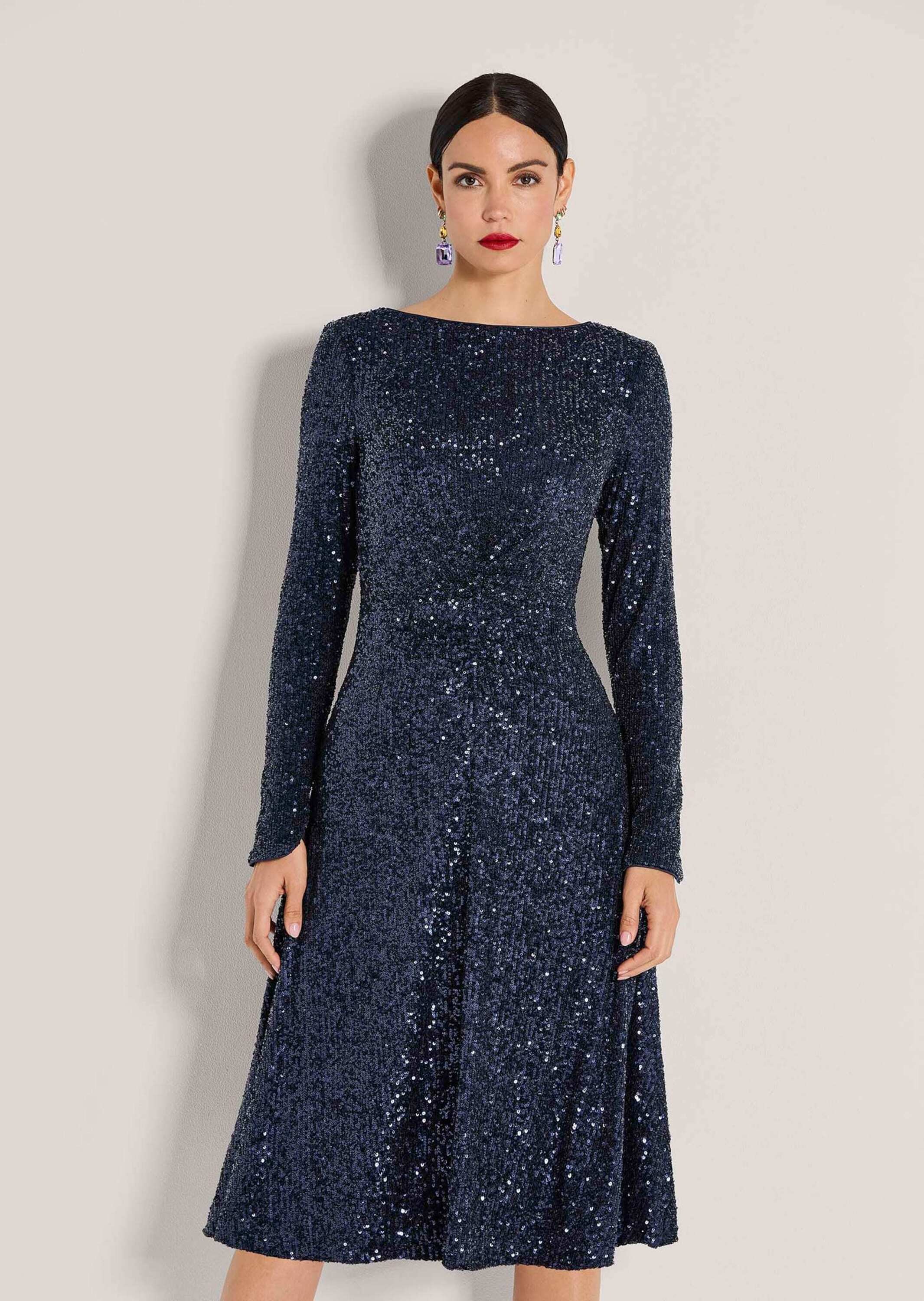 Thumbnail - MADELEINE Cocktailkleid "Paillettenkleid Abendkleid mit Glanzeffekt" Ärmel mit Schlitz