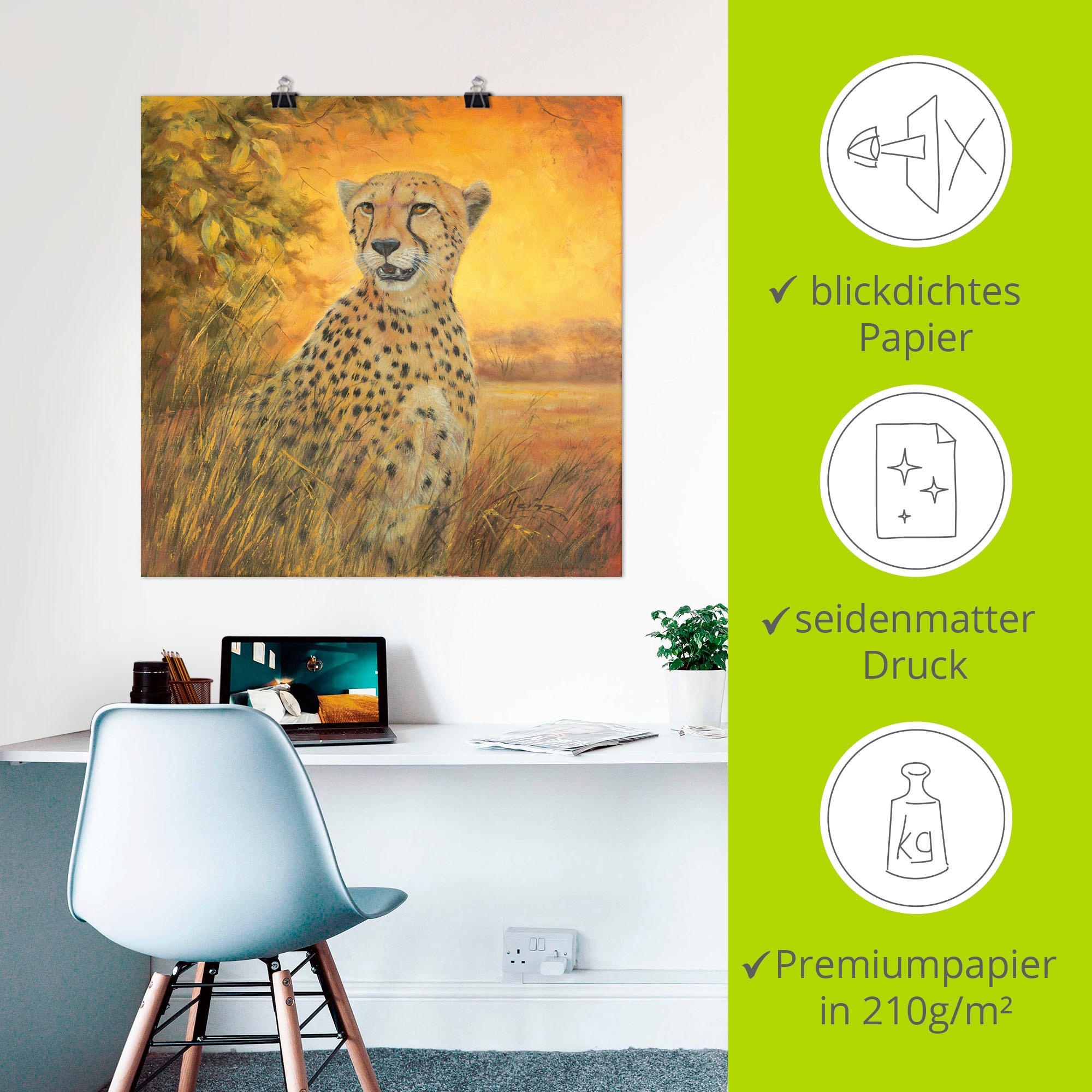 Artland Wandbild »Porträt Gepard«, Geparden Bilder, (1 St.), als Alubild, Outdoorbild, Poster in verschied. Größen