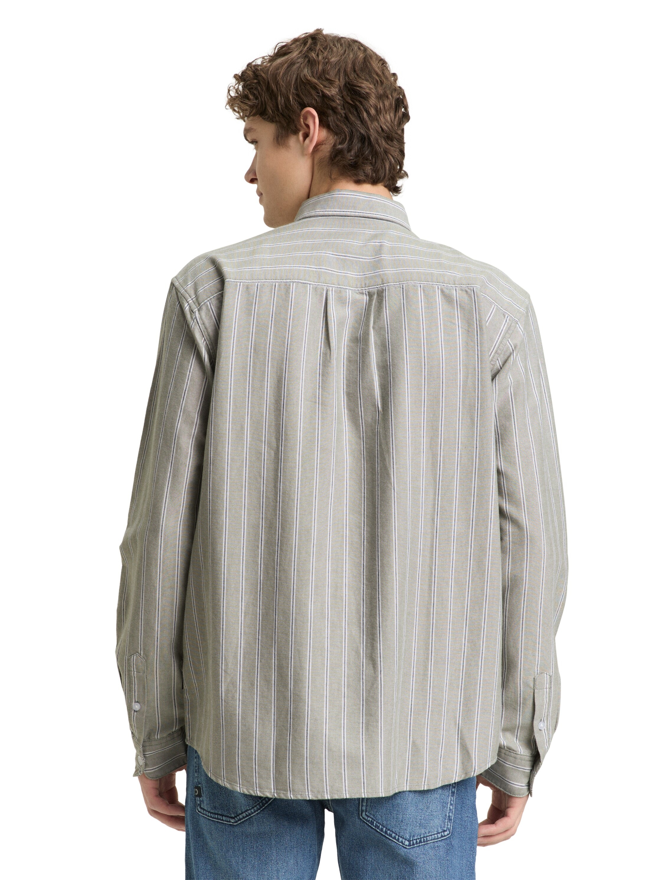 TOM TAILOR Denim Langarmhemd gestreift, mit Button-down-Kragen günstig online kaufen