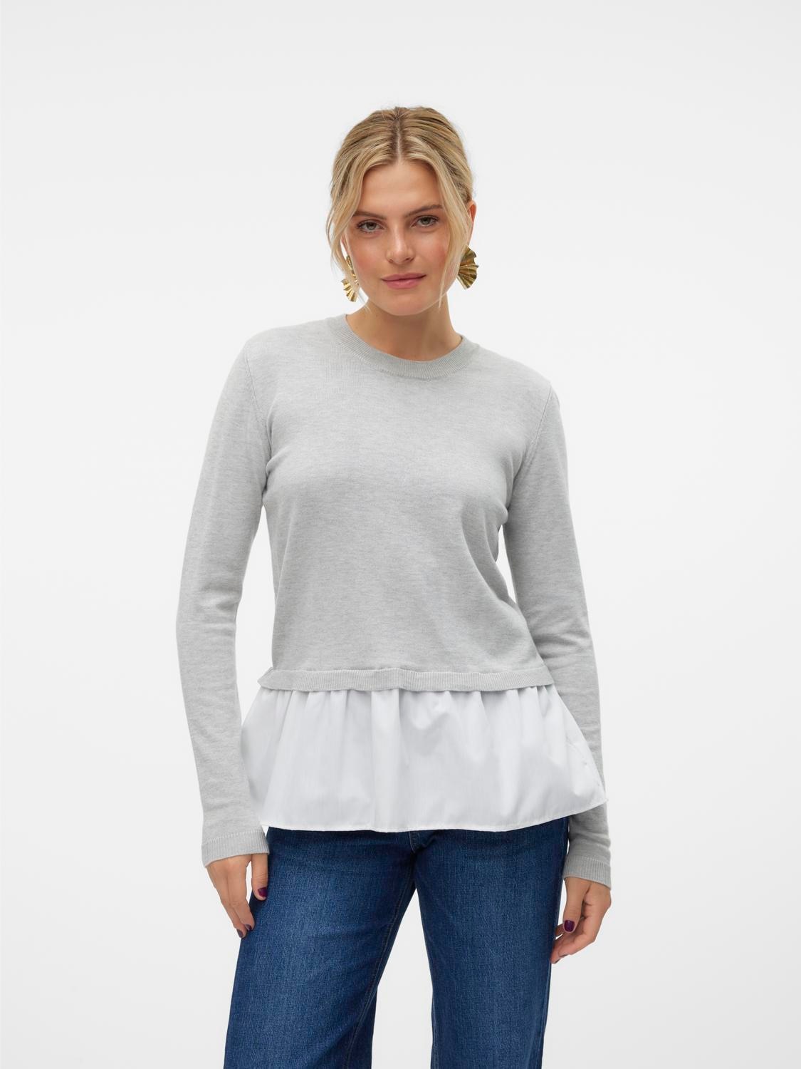 Vero Moda Rundhalspullover "VMJOSE LS O-NECK WVN MIX PULLOVER GA BOO" günstig online kaufen