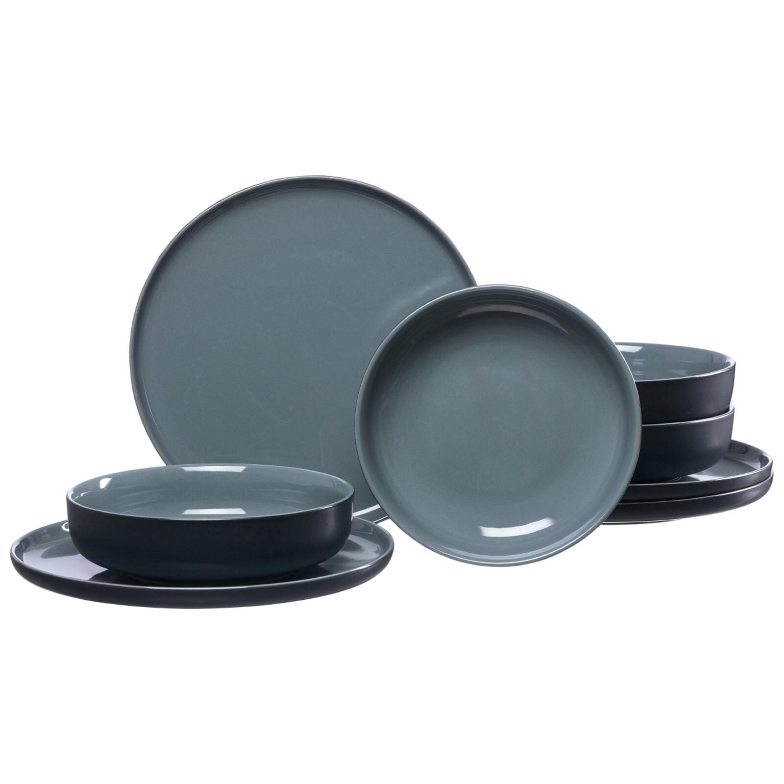 Ritzenhoff & Breker Geschirr-Set »Tafelservice Jasper 16er Set schwarz-grau« Spülmaschinengeeignet