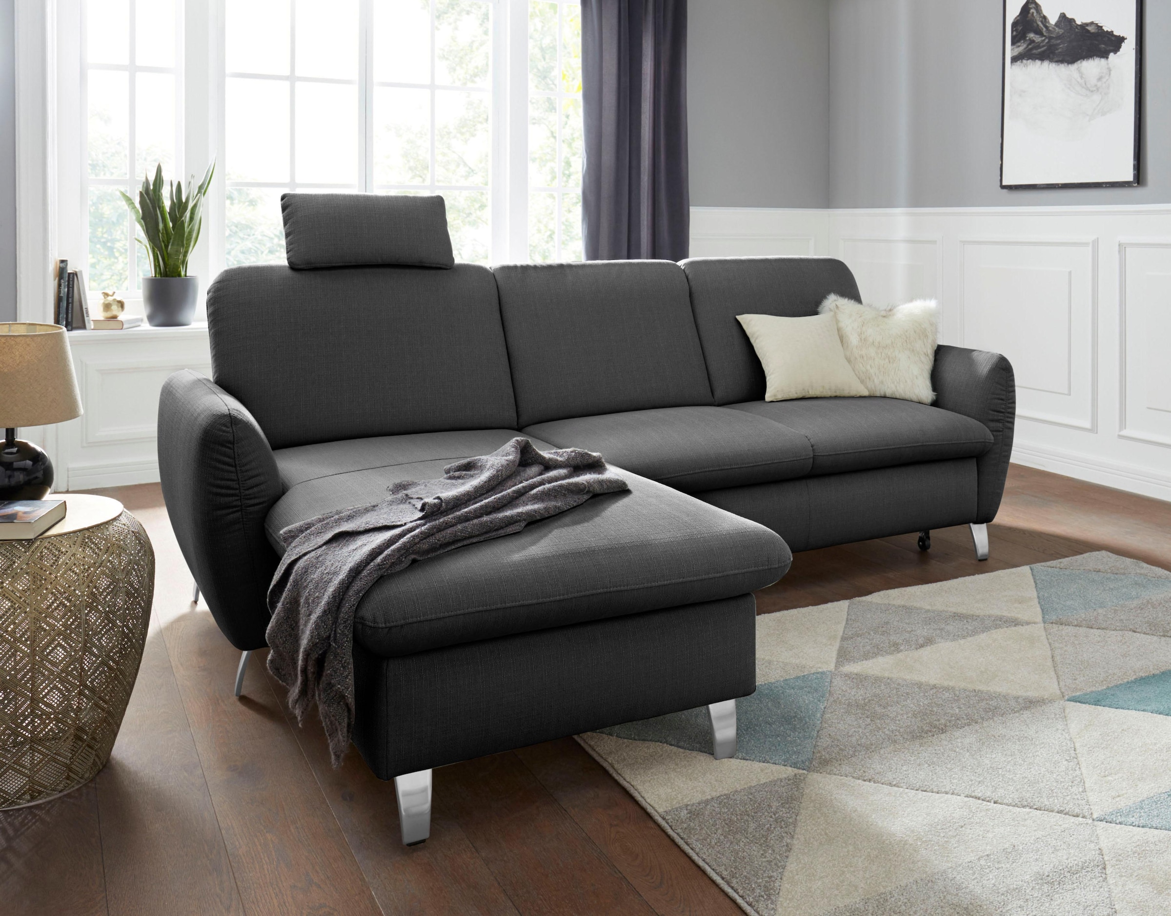 sit&more Ecksofa »Daytona L-Form«, mit Federkern, einer Kopfstütze und wahlweise mit Bettfunktion