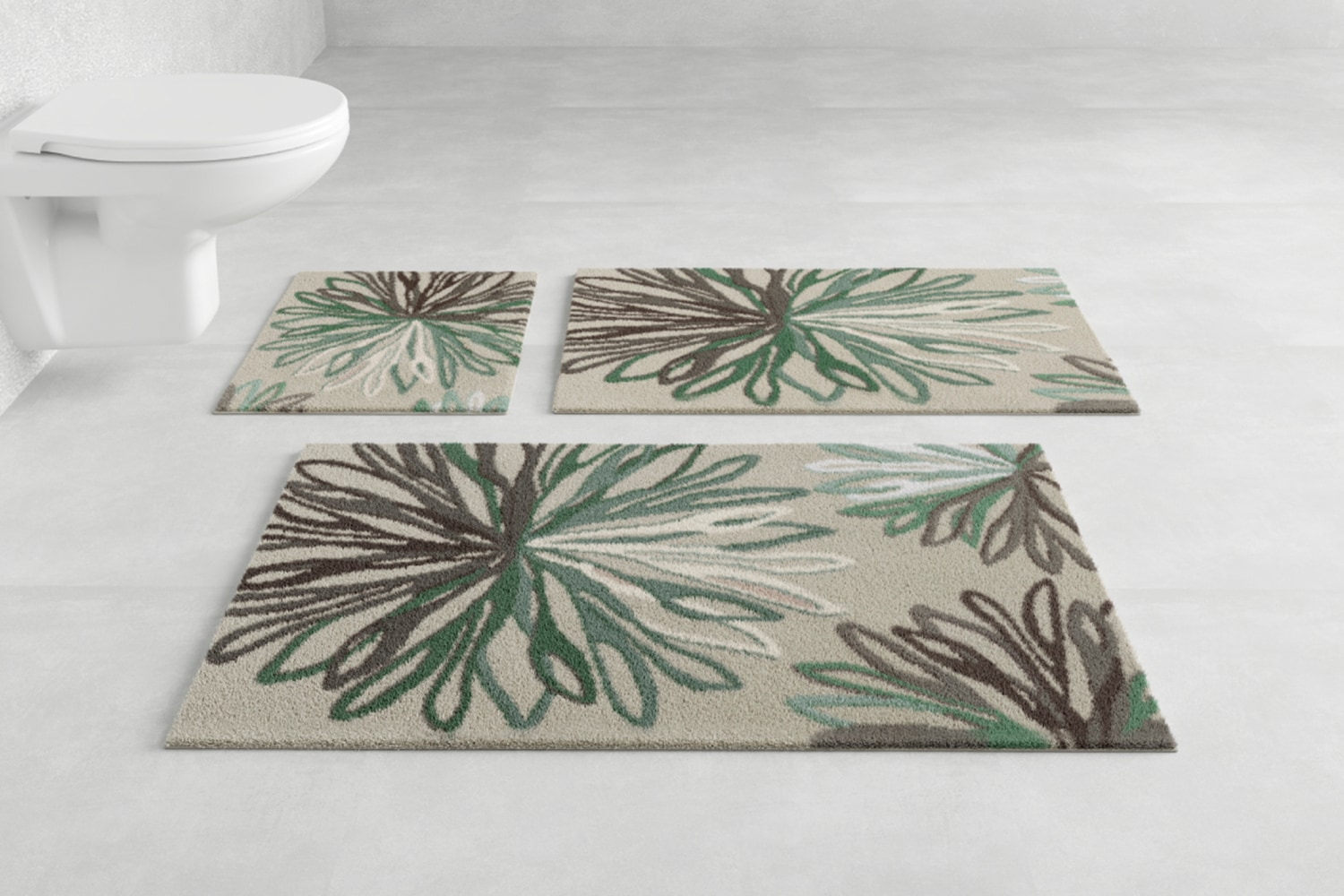 Grund "Art" Höhe 20 mm rutschhemmend beschichtet fußbodenheizungsgeeignet florales Muster, elegante Badematte
