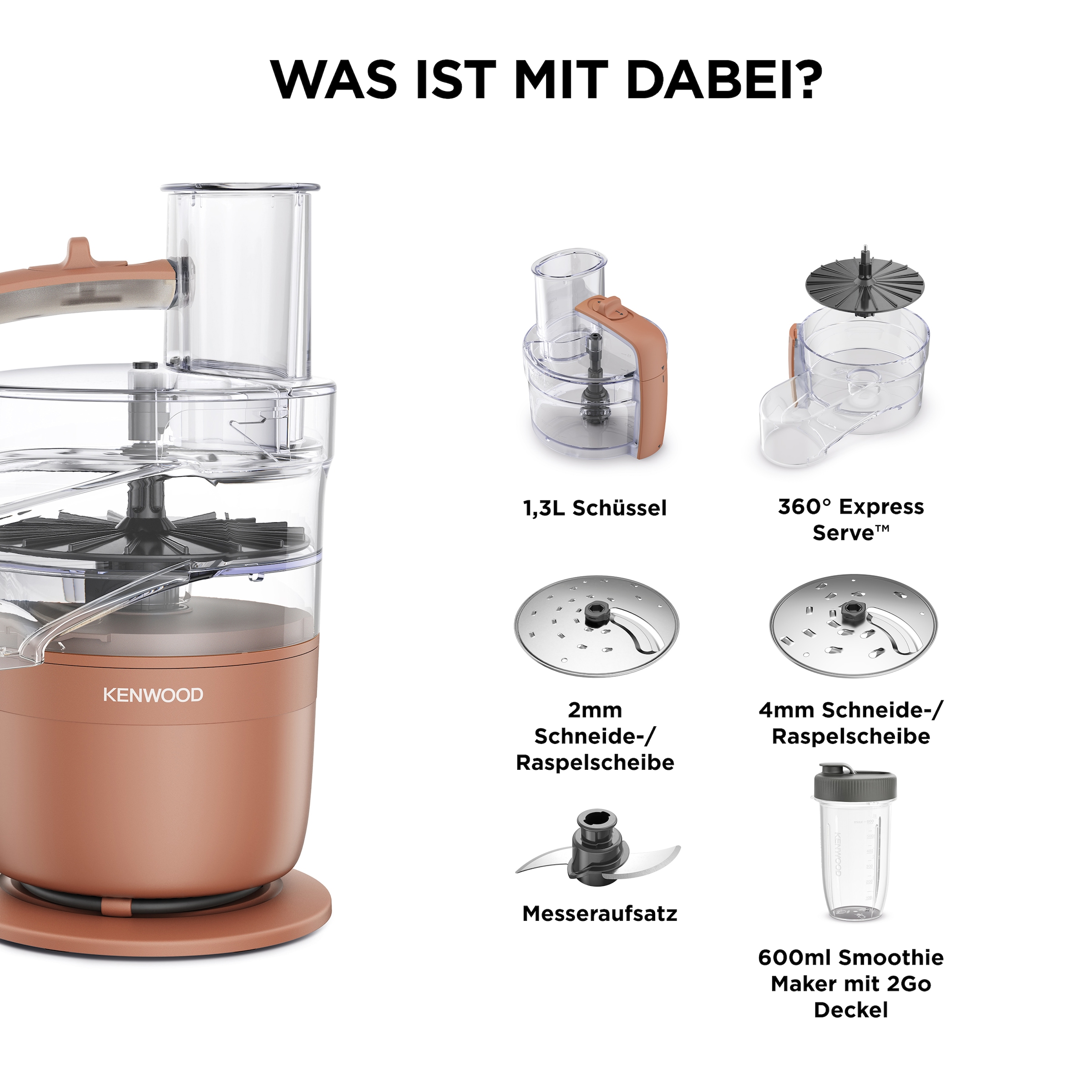Kenwood Küchenmaschine »MultiPro Go FDP23.380GY« Für Smoothies, zum Schneiden, Reiben, Pürieren und  Teig Kneten