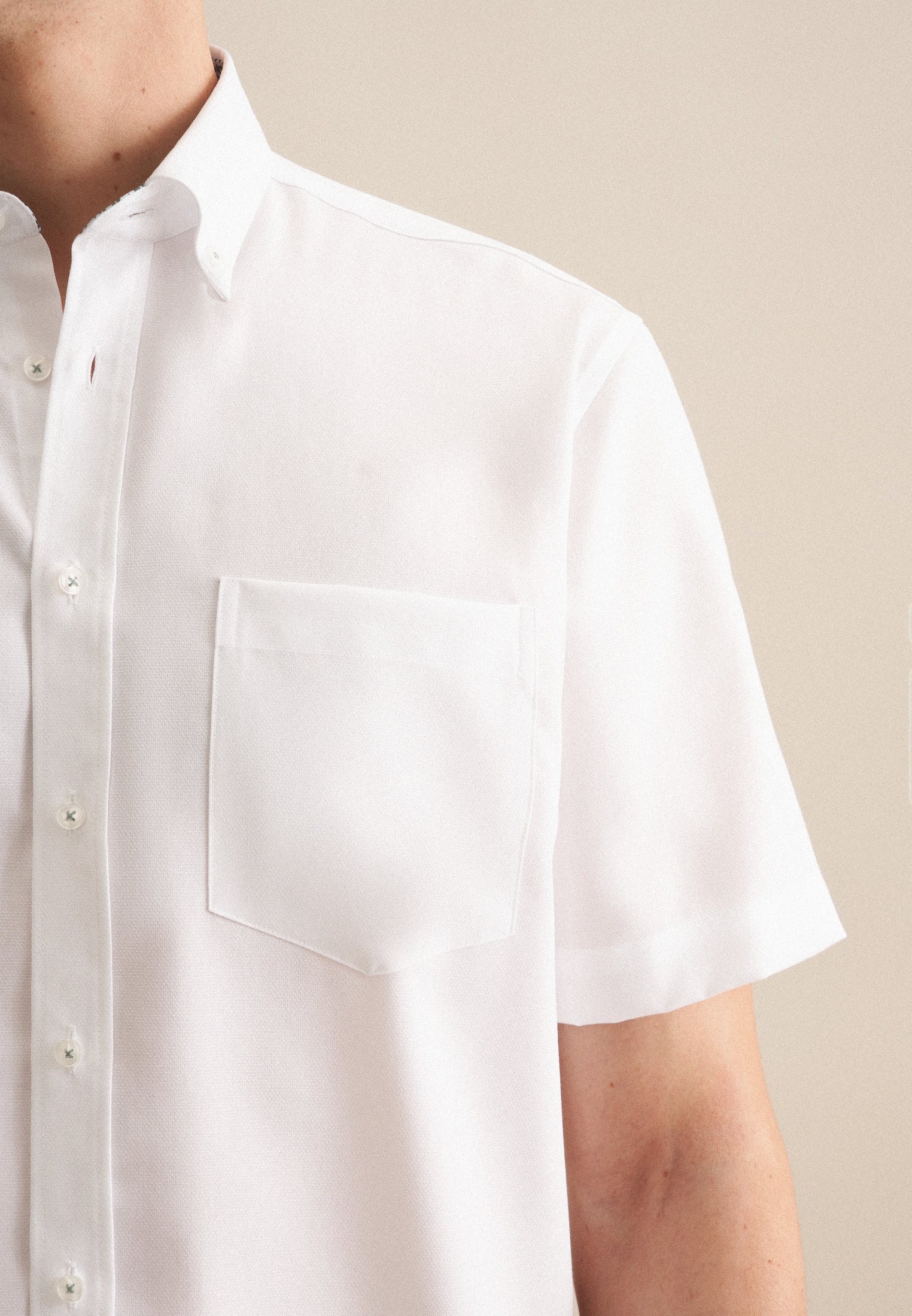seidensticker Businesshemd »Regular«, Regular Kurzarm Button-Down-Kragen Struktur