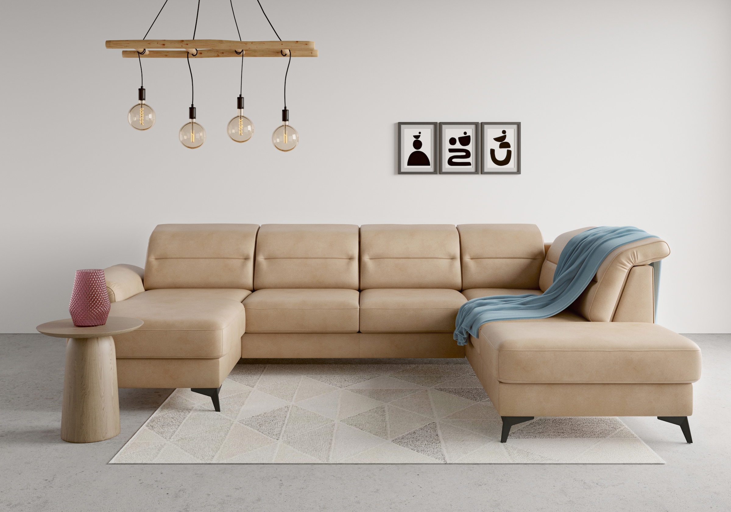 sit&more Wohnlandschaft "Sinatra U-Form" optional mit Kopfteilverstellung und Armteilfunktion, Metallfüße