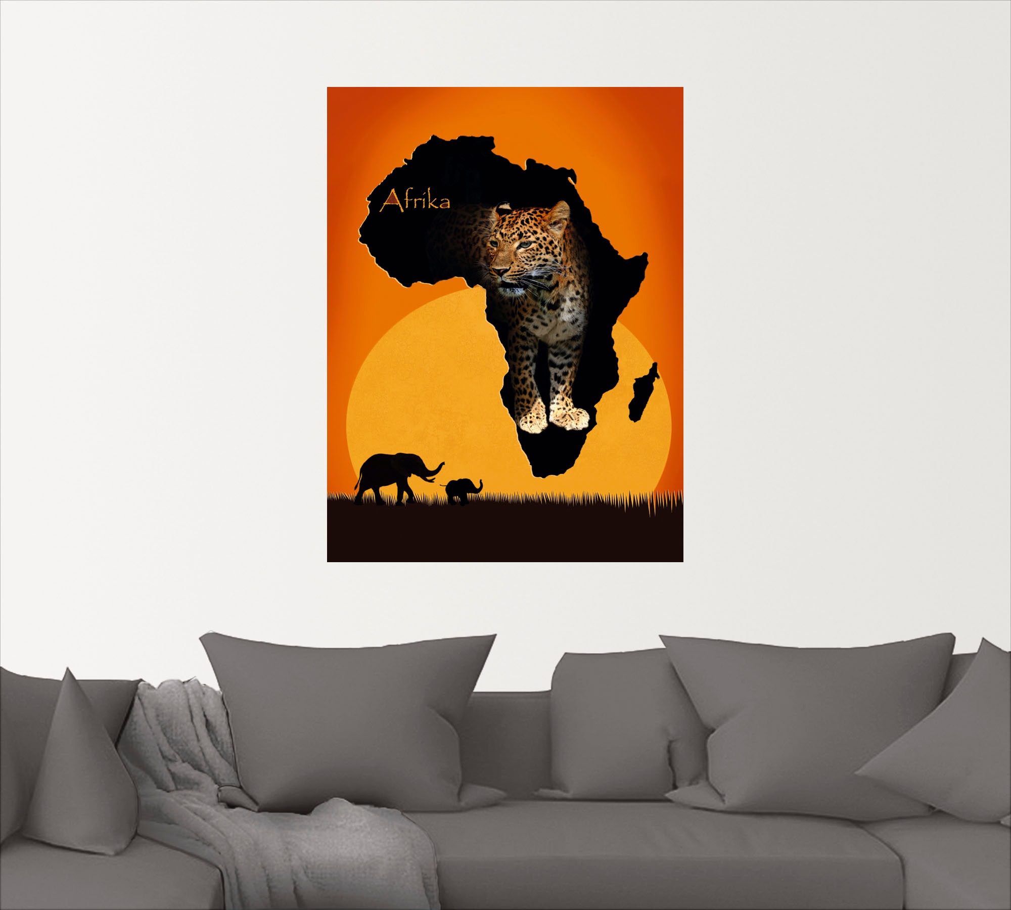Artland Wandbild »Afrika der schwarze Kontinent«, Wildtiere, (1 St.), als Leinwandbild, Poster, Wandaufkleber in verschied. Größen