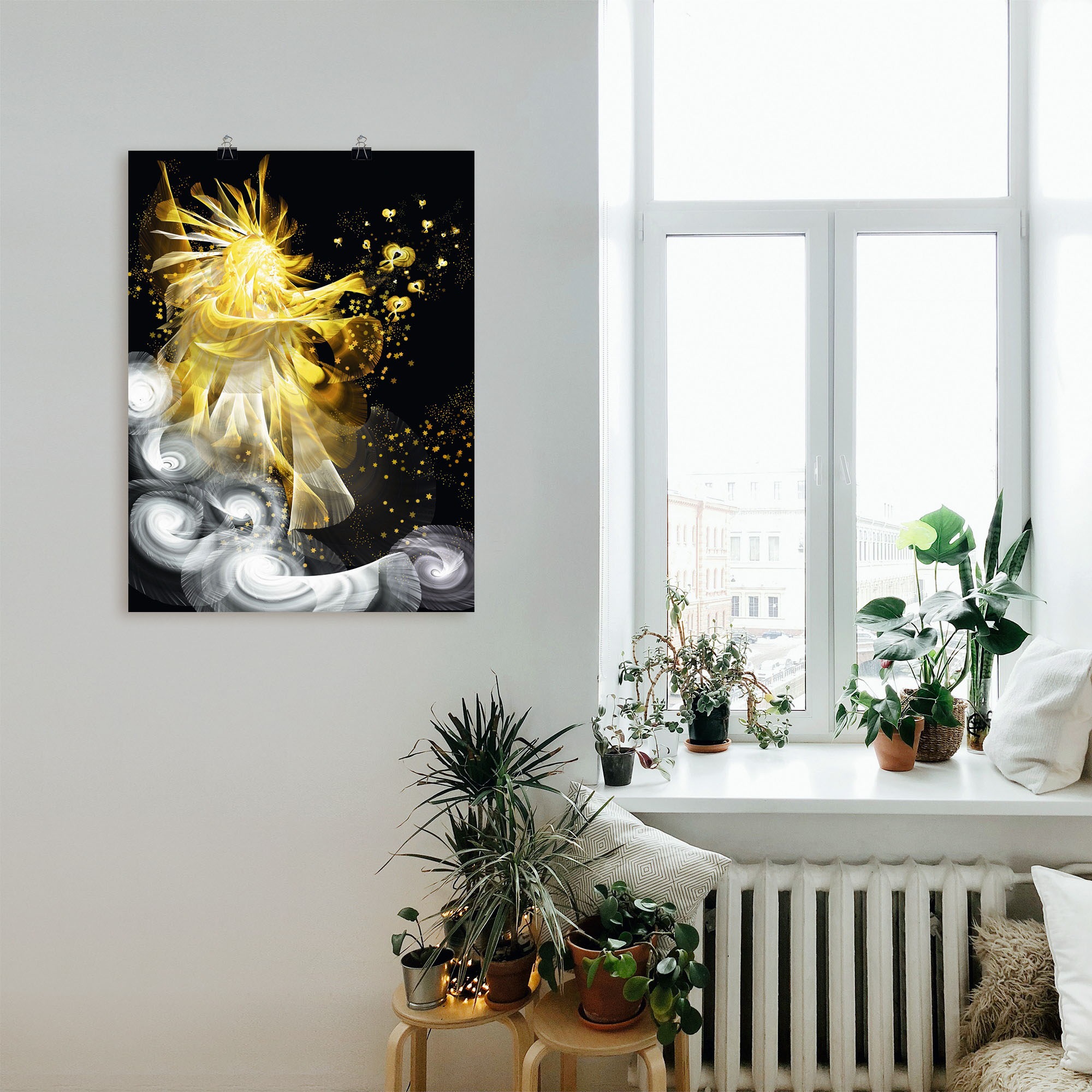 Artland Alu-Dibond-Druck »Goldener Schutzengel«, klassische Fantasie, (1 St.), für Innen- und Außenbereich geeignet, Outdoorbild