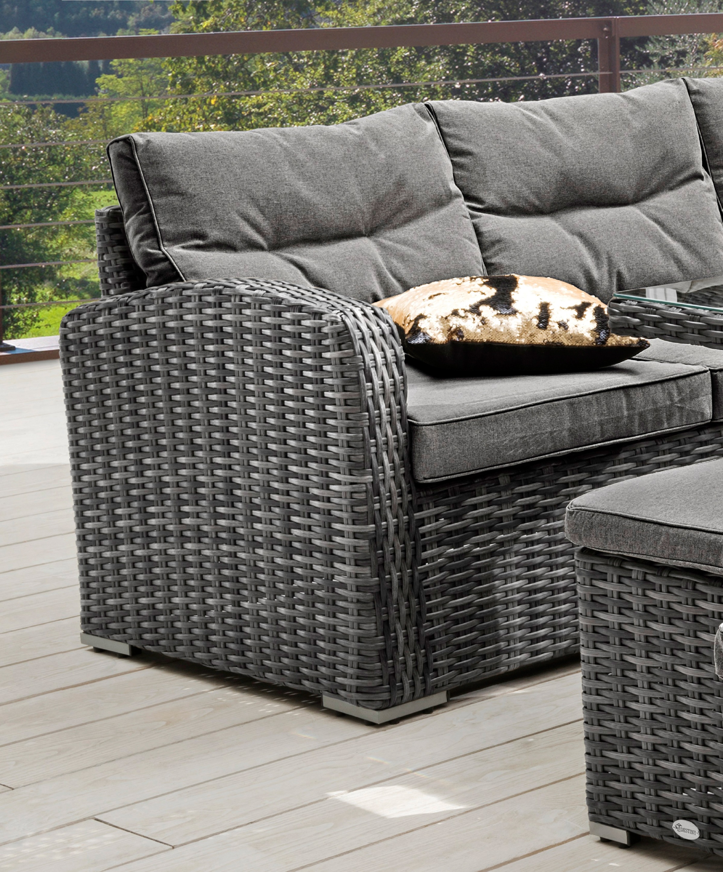 Destiny Gartenlounge-Set "SANTA PONSA II Eckgruppe grau meliert, Tisch 140x80cm, Polster grau" Set, 20 Stk. tlg. Aluminium, Polyrattan