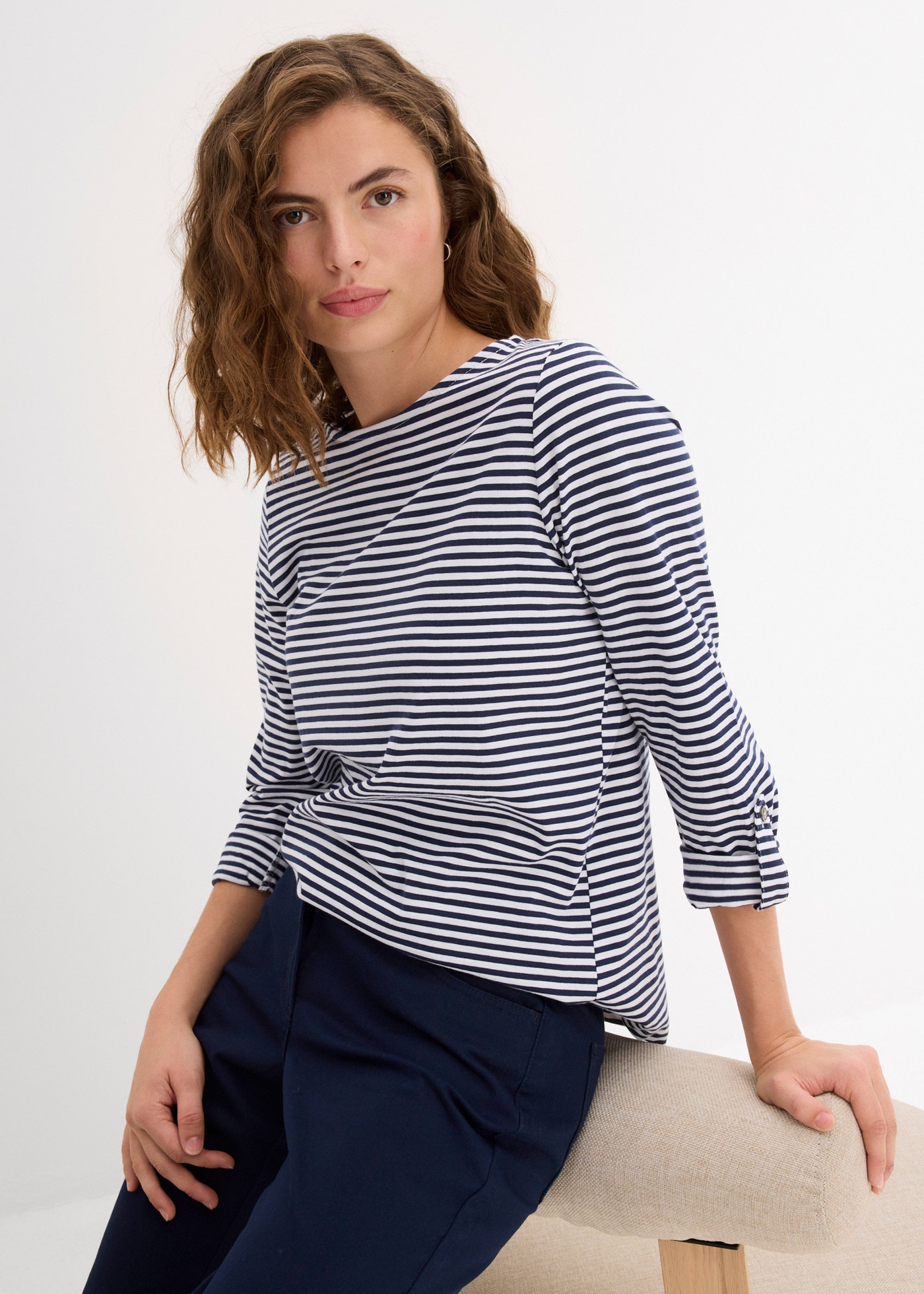 bonprix Langarmshirt "Langarmshirt aus reiner Baumwolle" bequeme Passform, günstig online kaufen