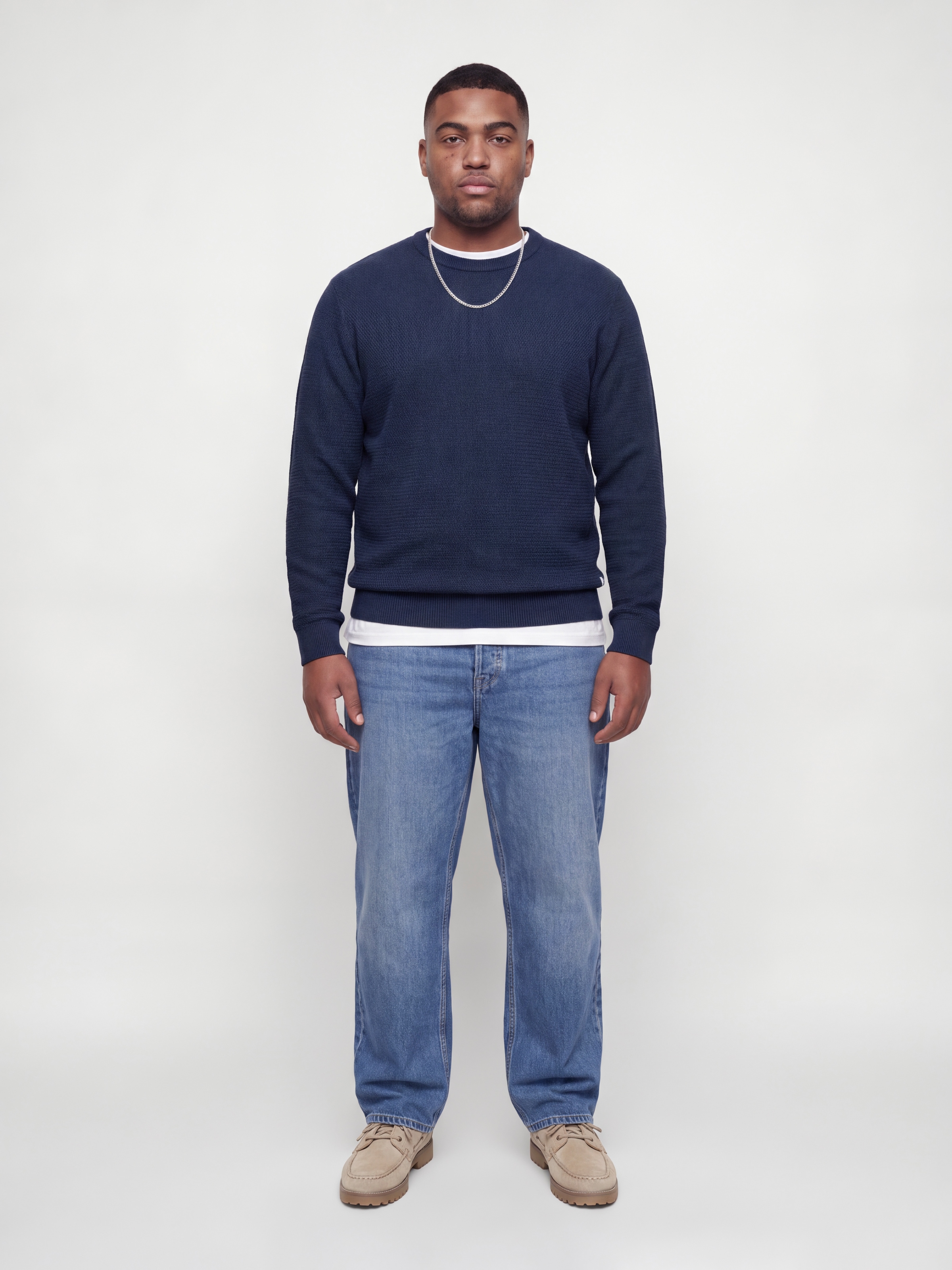 Jack & Jones PlusSize Rundhalspullover »JJERYDER KNIT CREW NECK SN PLS« Baumwolle, normal geschnitten