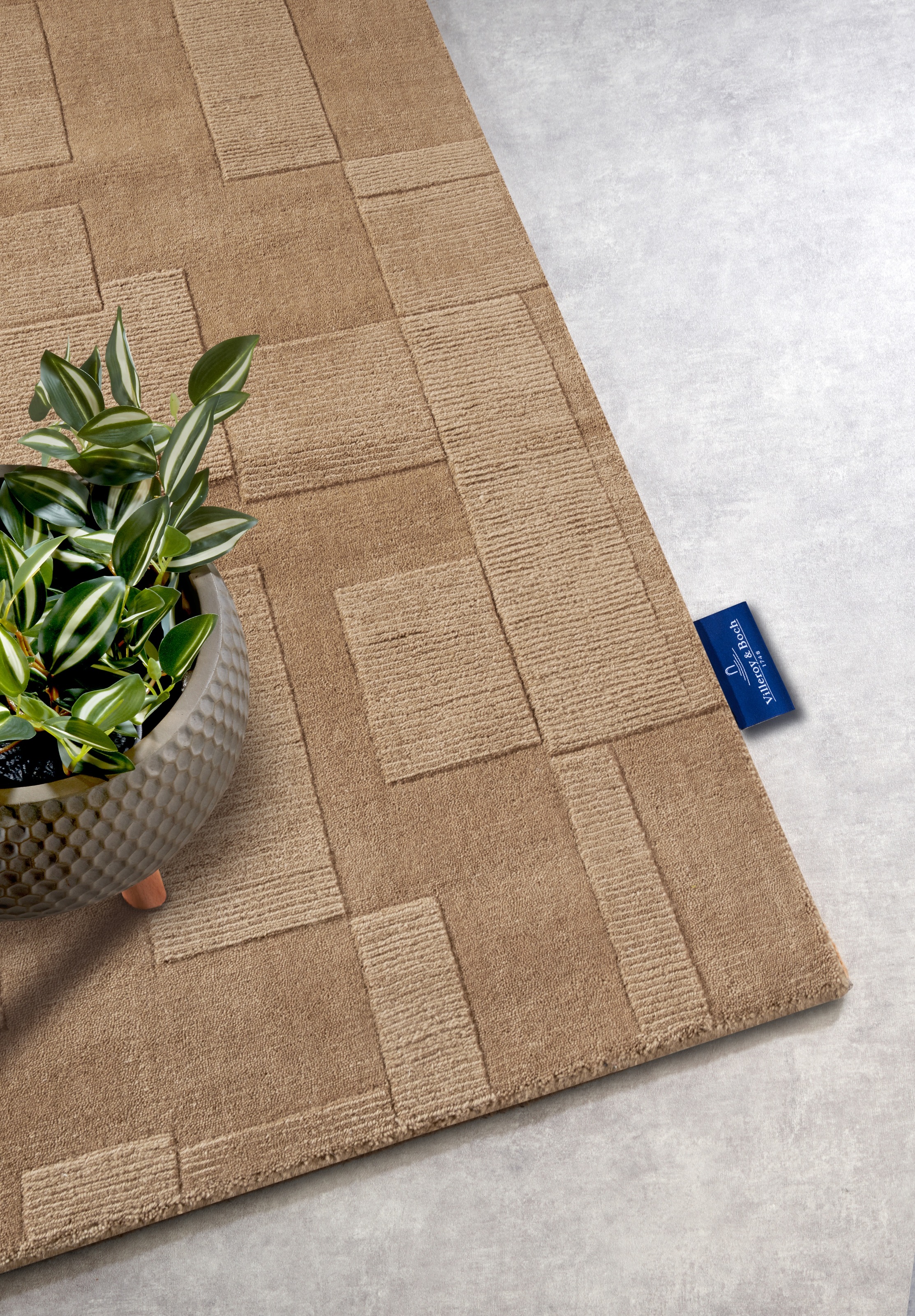Villeroy & Boch Wollteppich »Wilhelmine«, rechteckig, 10 mm Höhe, Läufer, handgewebt, Wolle, Natur, Wohnzimmer, Geometrie, Boho