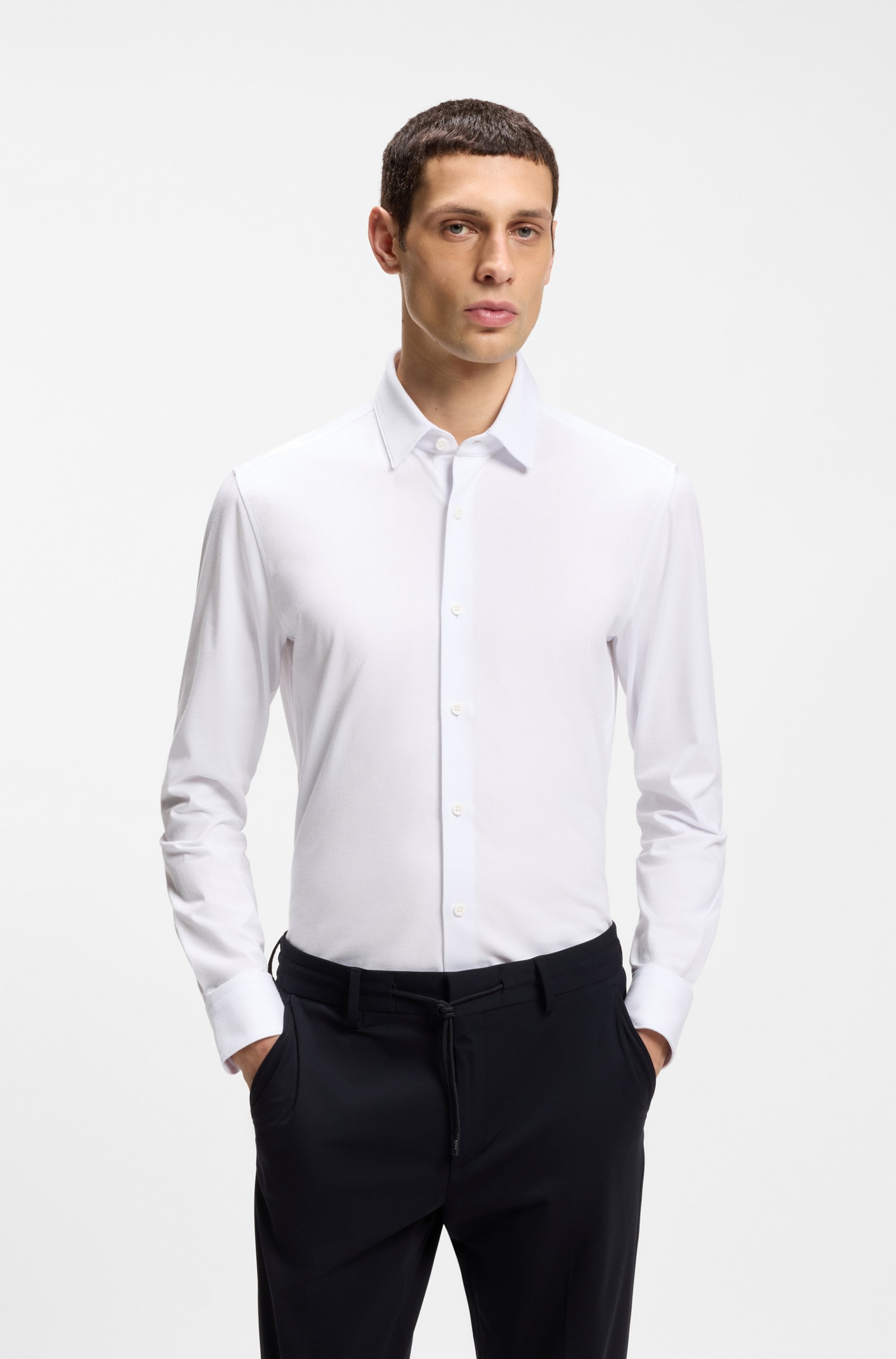 Boss Businesshemd "Hank" Kentkragen, Slim Fit, Baumwoll-Mix Mit Performance-Stretch
